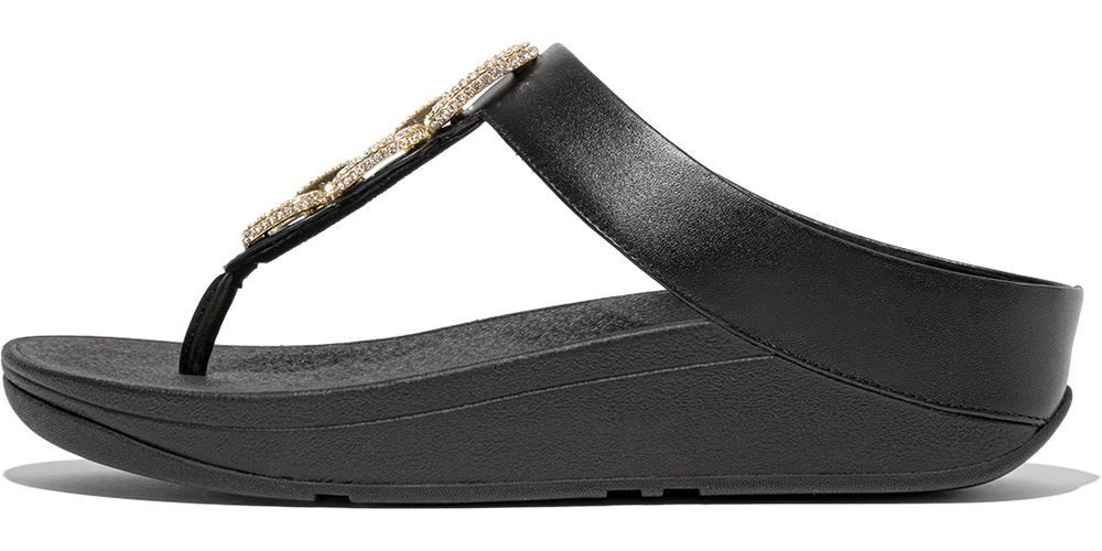 Fitflop Fino Crystal-Chain Leather Toe-Post Sandals Sandale günstig online kaufen
