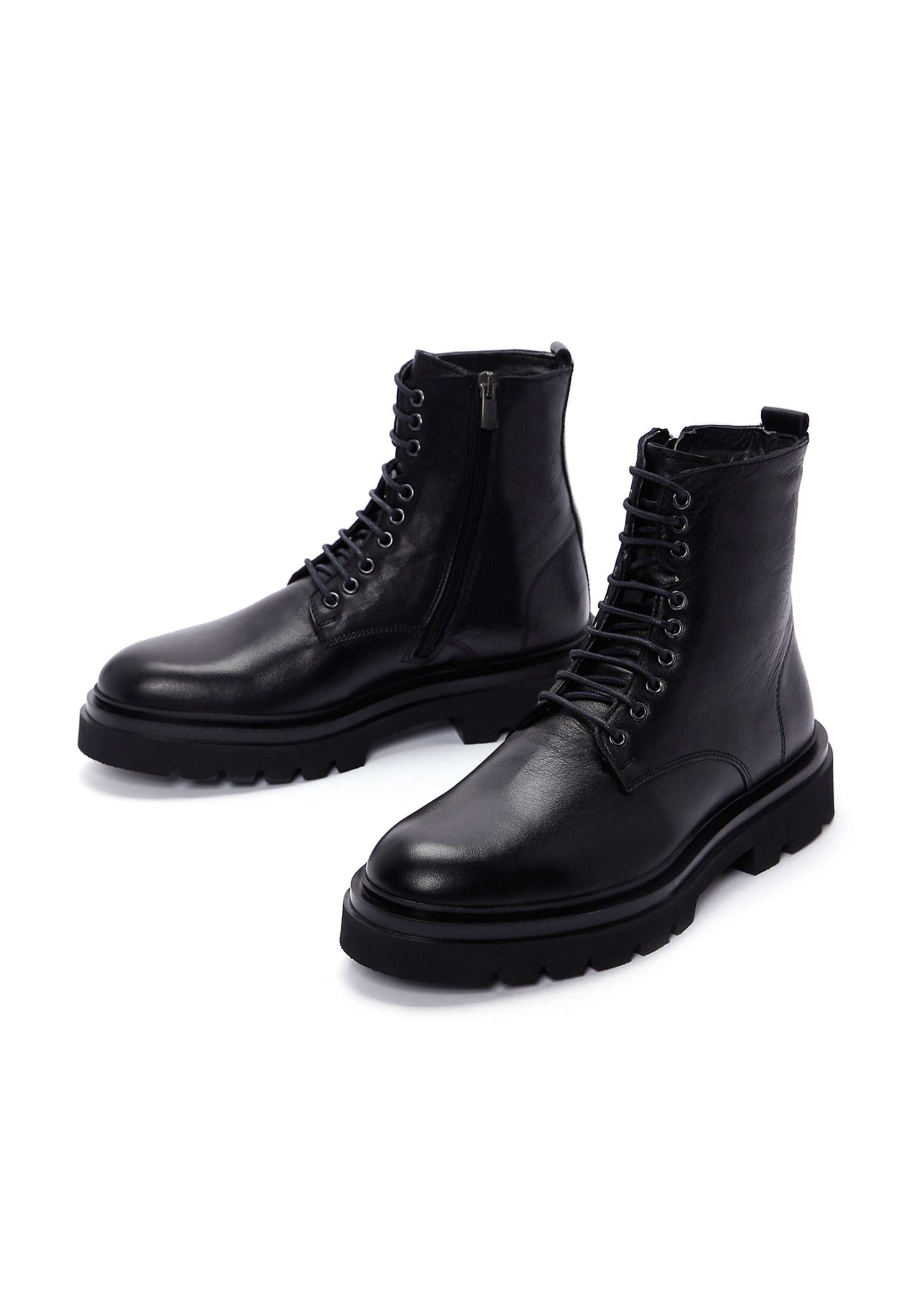 Derimod Stiefeletten aus Leder Ankleboots Schnürsenkel, Leder-Textil-Futter, EVA Sohle