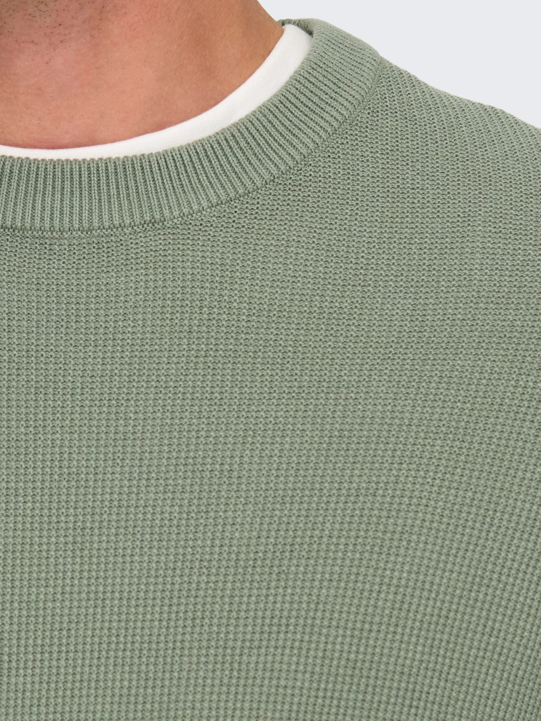 ONLY & SONS Rundhalspullover ONSTONY DS 12 LS WAFFLE CREW KNIT Baumwolle, relaxed fit