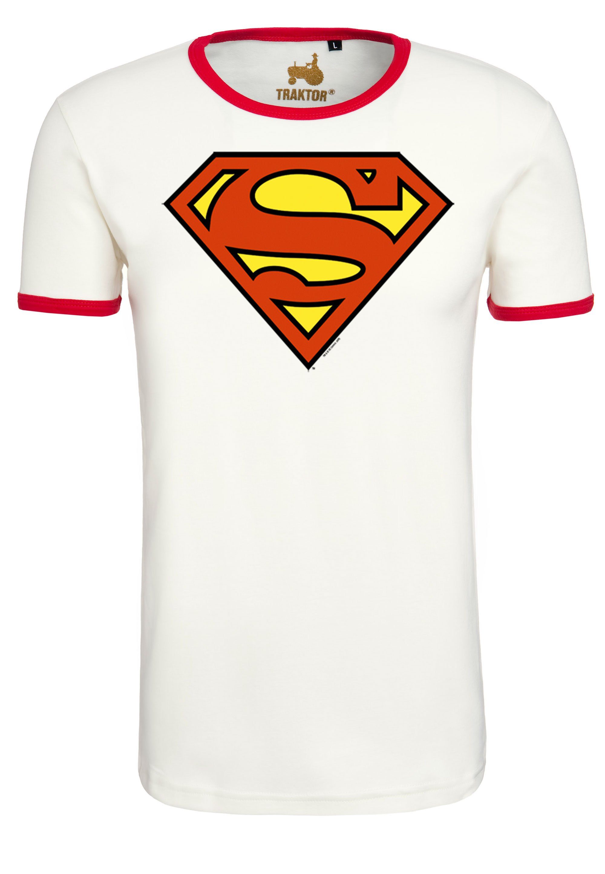 Superhelden-Print T-Shirt trendigem LOGOSHIRT mit Superman Logo