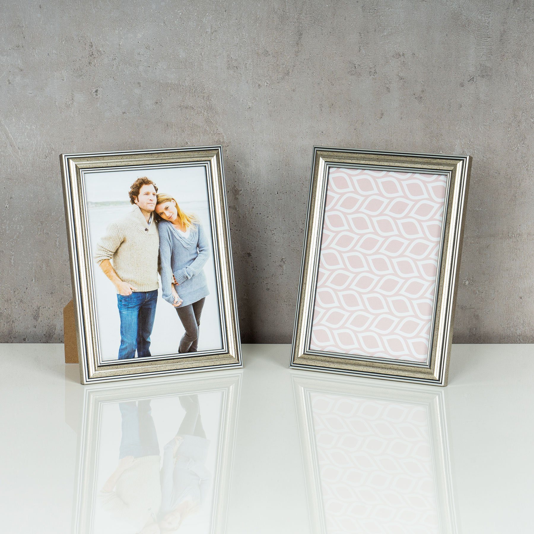 Levandeo® Bilderrahmen, 2er Set Bilderrahmen 13x18cm Fotorahmen Silber Antik Portraitrahmen