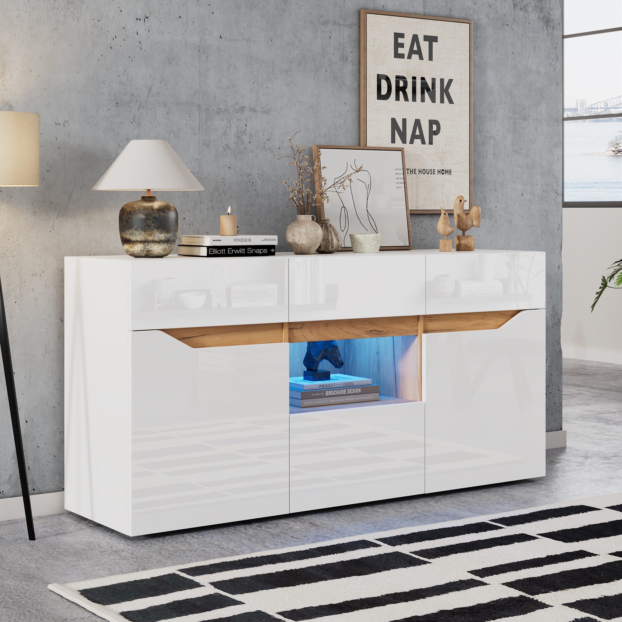 Merax Sideboard hochglanz Anrichte mit LED, günstig online kaufen