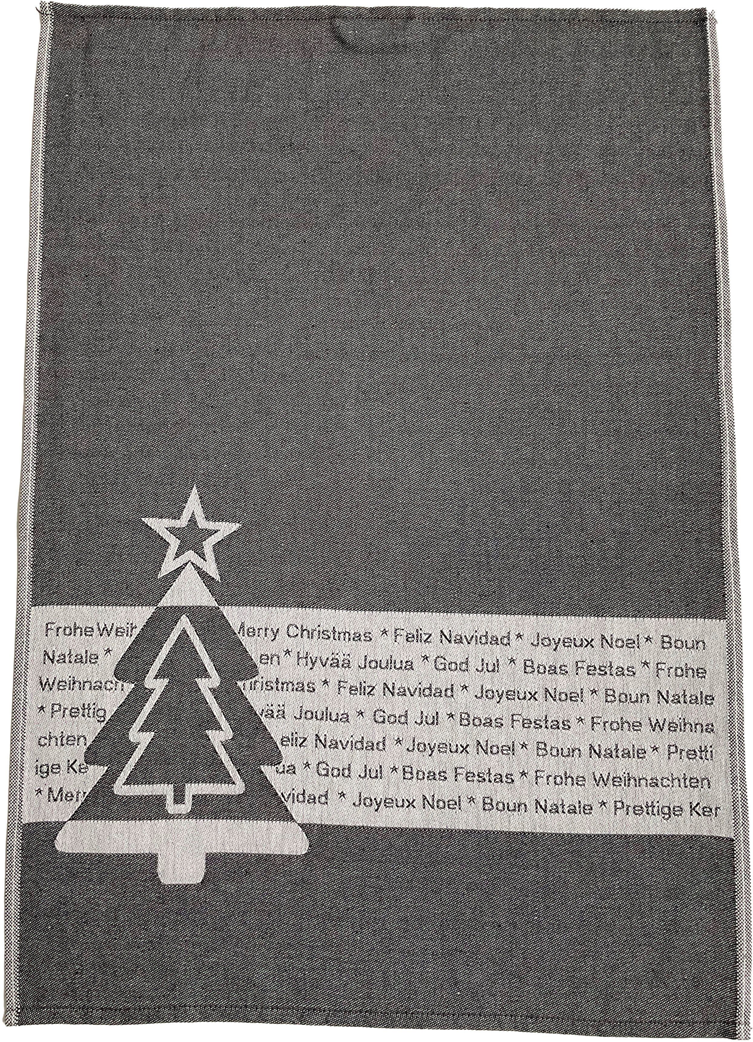 ROSS Geschirrtuch Weihnachtsküchentuch - Feliz Navidad, (Set, 2-tlg., 1x  Frottiertuch uni - 50x50 cm, 1x Geschirrtuch mit Motiv - 50x70 cm), aus 100%  Baumwolle, Weihnachtsdeko