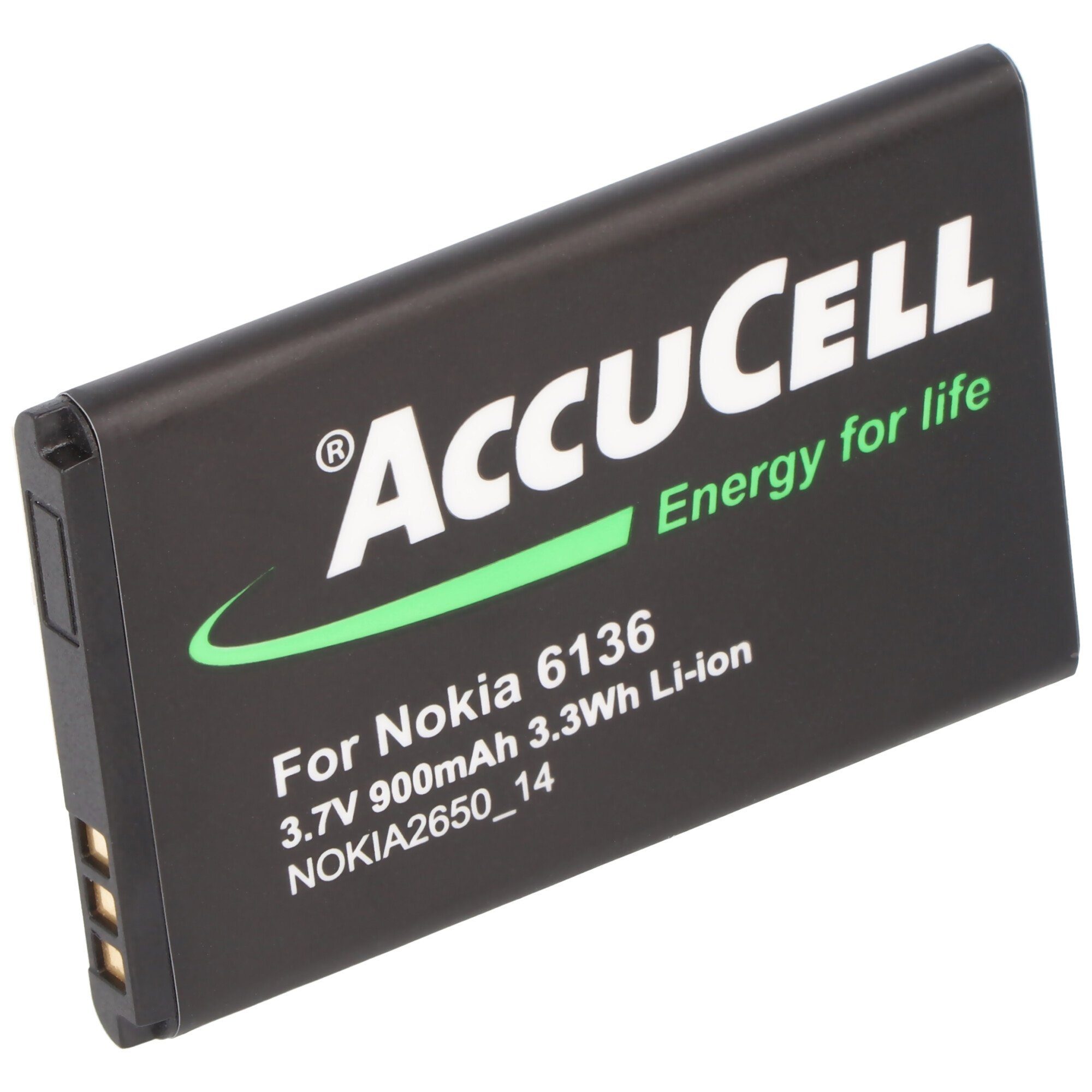 AccuCell AccuCell Akku passend für Nokia 2652, BL-4C Akku 600 mAh (3,6 V)