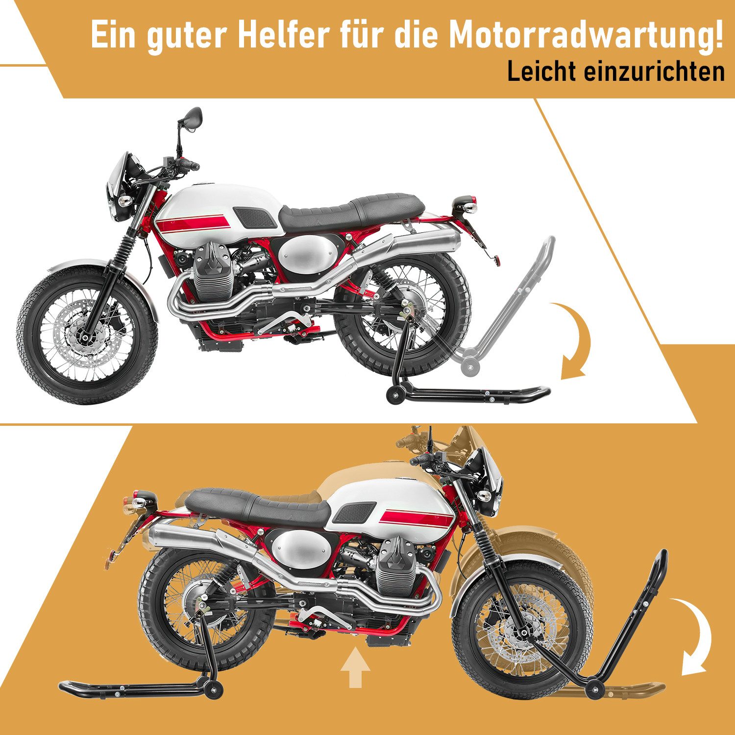 Clanmacy Motorrad-Hauptständer Motorradständer einstellbare Motorradwippe für Hinterrad, Vorderradklemme Motorrad Wippe Radwippe Motorradwippe – Bild 4 von 5