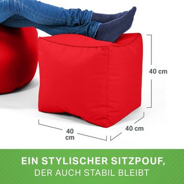 Green Bean Sitzsack Cube (Hocker 40x40x40cm mit EPS-Perlen Füllung, Fußhocker Fußkissen Sitz-Pouf für Sitzsäcke), Bodenkissen für Kinder und Erwachsene - Sitzkissen Sitzhocker