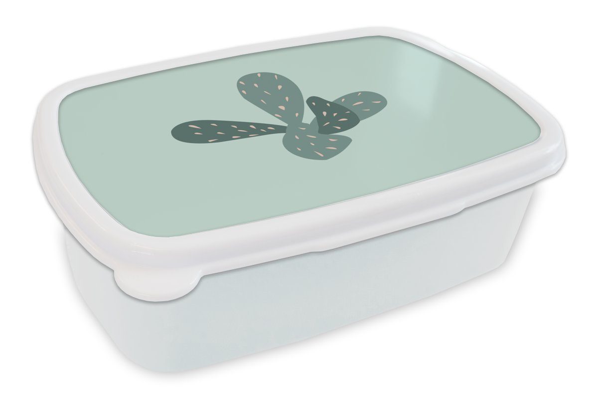 Brotbox für Kunststoff, (2-tlg), für Erwachsene, und - Blau, Kaktus und weiß Sommer Kinder Brotdose, - Mädchen Jungs MuchoWow Lunchbox