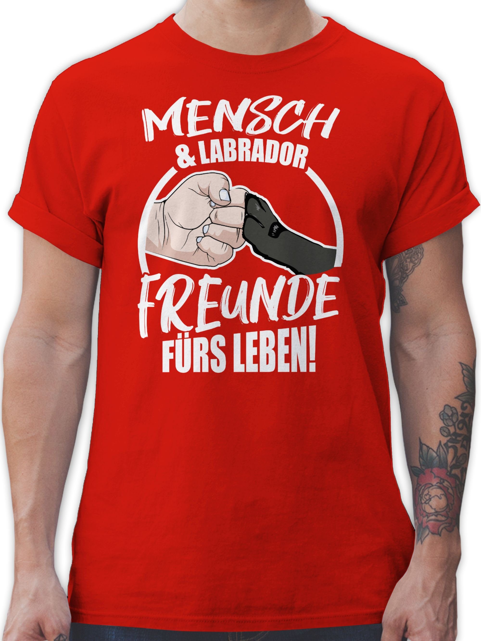 Shirtracer T-Shirt Mensch & Labrador Freunde fürs Leben Geschenk für Hundebesitzer 3 Rot