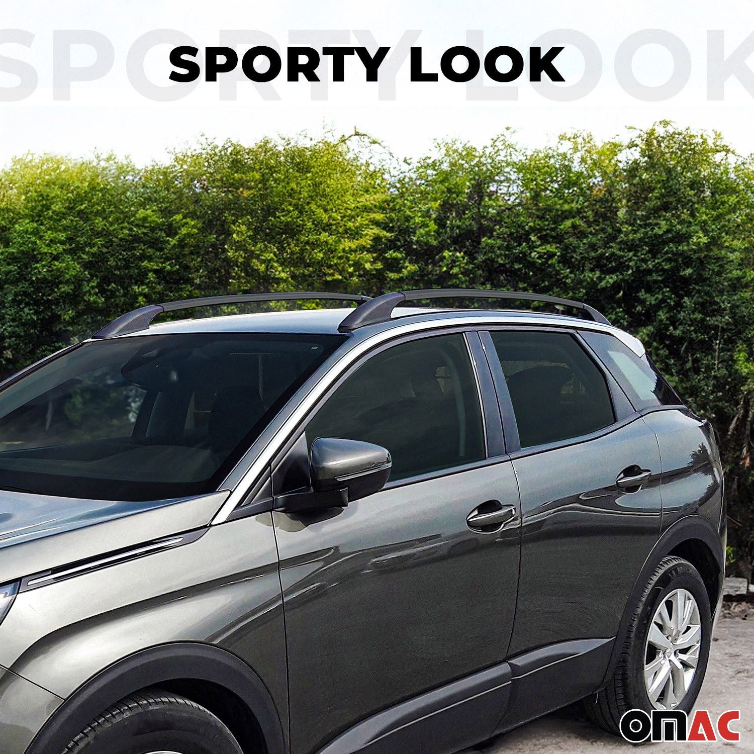 OMAC Dachträger Aluminium Dachreling für VW Tiguan 2016-2025 Schwarz 2tlg (2-St), Rostbeständig, Einfache Montage, Korrosionsbeständig