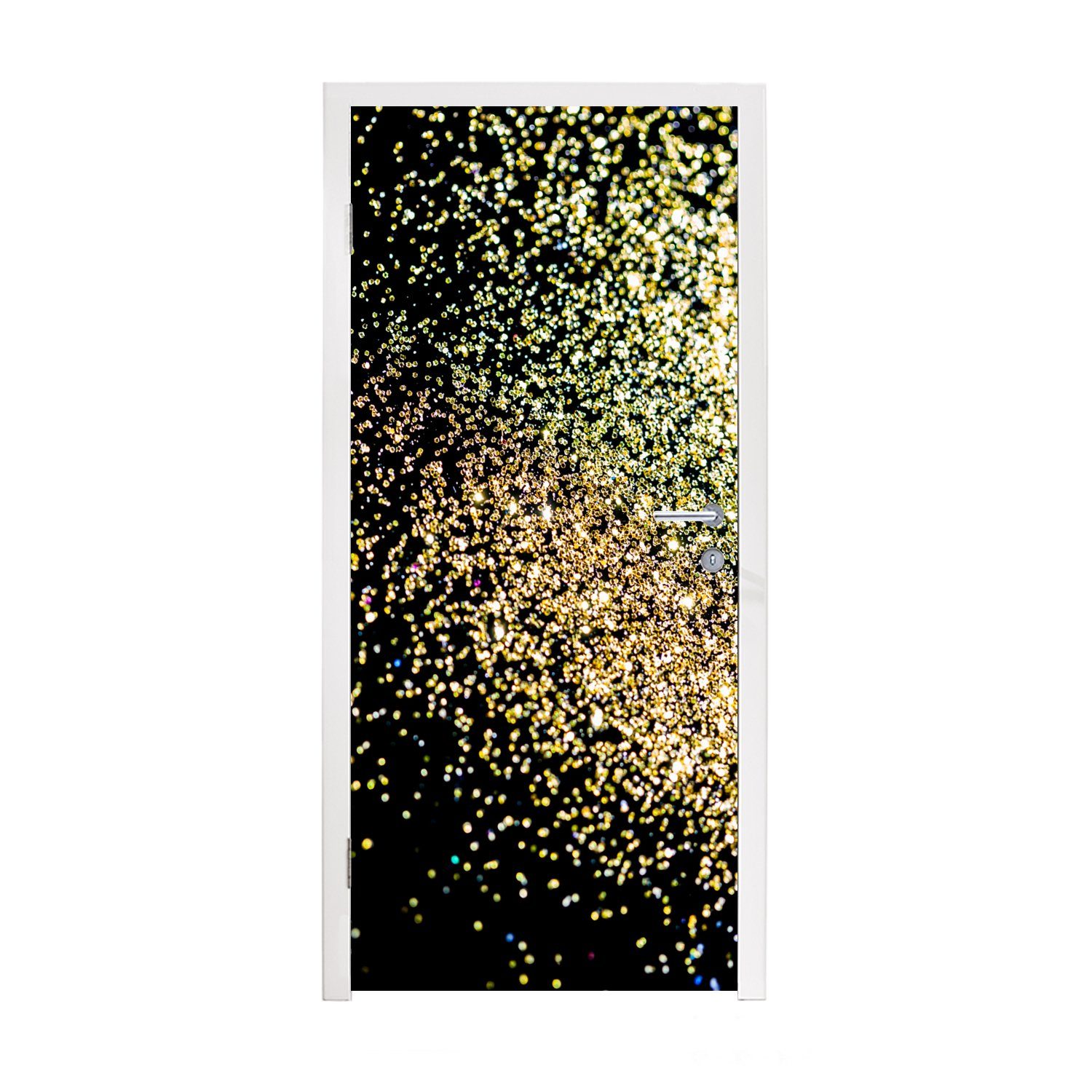 MuchoWow Türtapete Luxus - Glitzer - Gold - Design - Schwarz, Matt, bedruckt, (1 St), Fototapete für Tür, Türaufkleber, 75x205 cm | Türtapeten