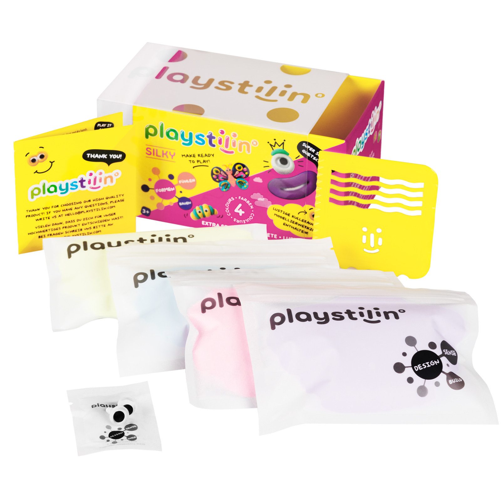 Playstilin® Knetform-Set SILKY (Knetset, 1-tlg., mit Kulleraugen und Modellierwerkzeug), super seidige Spielknete, lufttrocknend