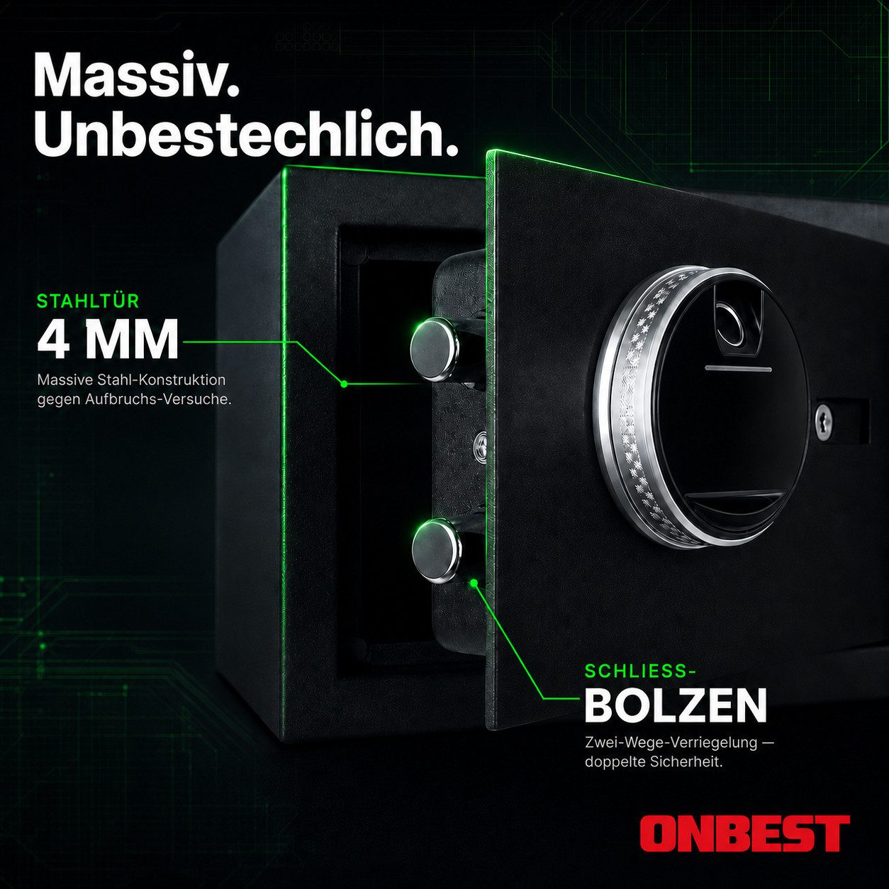 Onbest Möbeltresor Tresor Safe Premium mit Fingerabdruck-Sensor, Wasserfest, mit viel Zubehör, 4mm Stahl – Bild 5 von 5