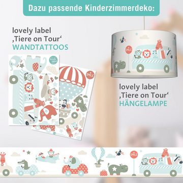 lovely label Bordüre Tiere on Tour beige/mint/rot - Wanddeko Kinderzimmer, selbstklebend