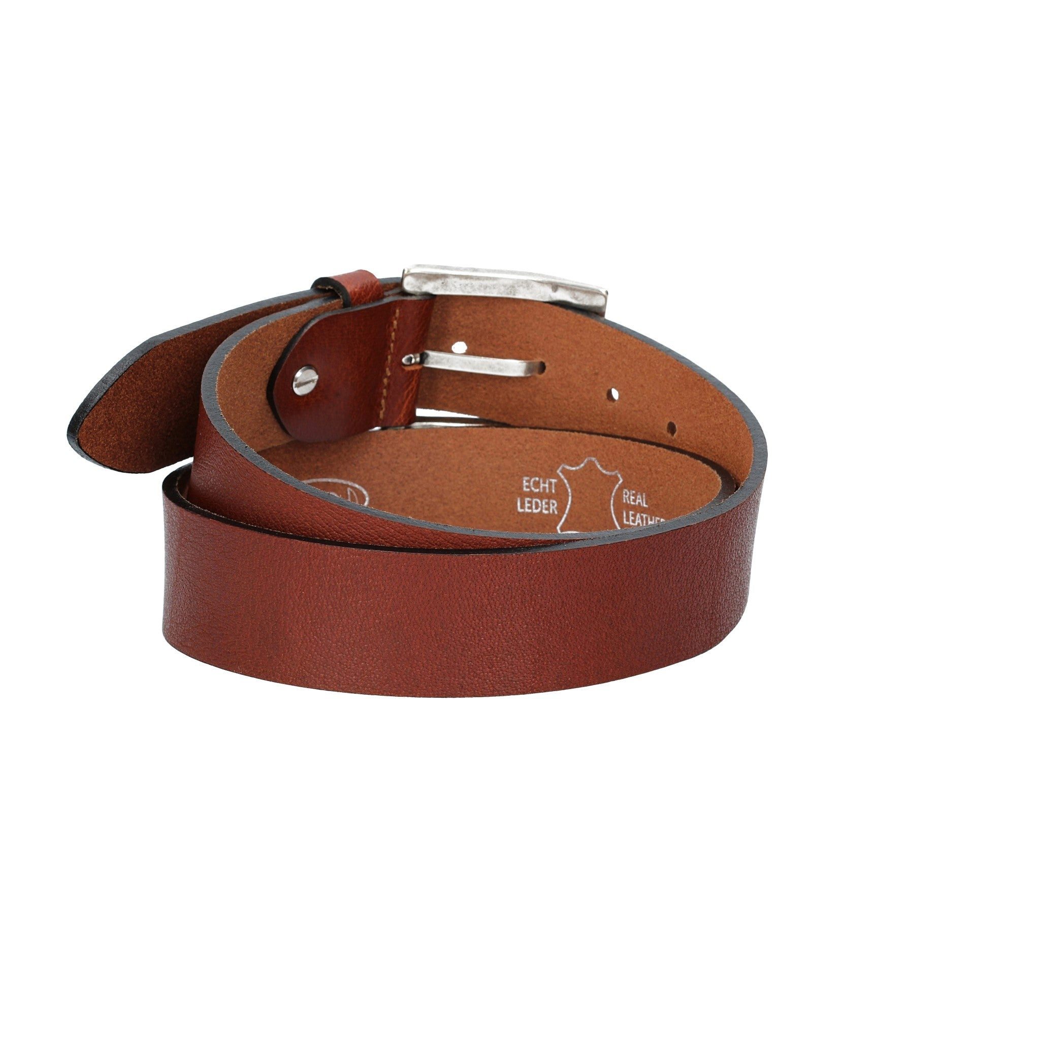 Leder Bazlen Ledergürtel Albbüffel in Cognac 40mm mit Dornschließe in Silber (ALBBÜFFEL_COGNAC, 1-St) sehr weiches Vollrindleder