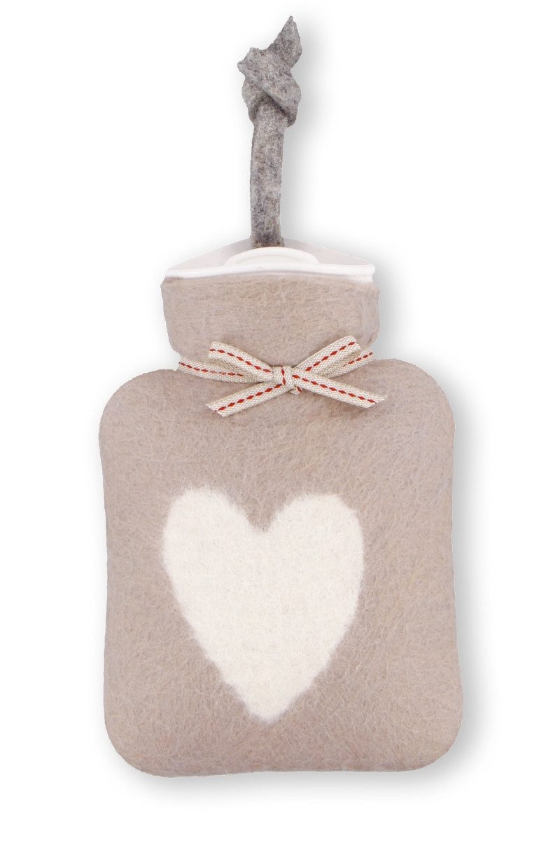 Dorothee Lehnen Wärmflasche Mini-Wärmflasche - HERZ - mango, nebel, weiß/beige