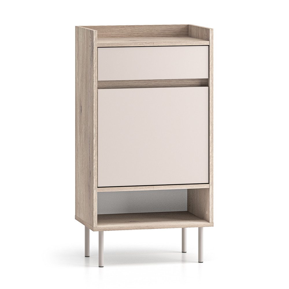 Lomadox Schuhschrank VITTORIA-131 in Kaschmir mit Eiche, 50 cm breit, 1 Tür, 1 Schublade