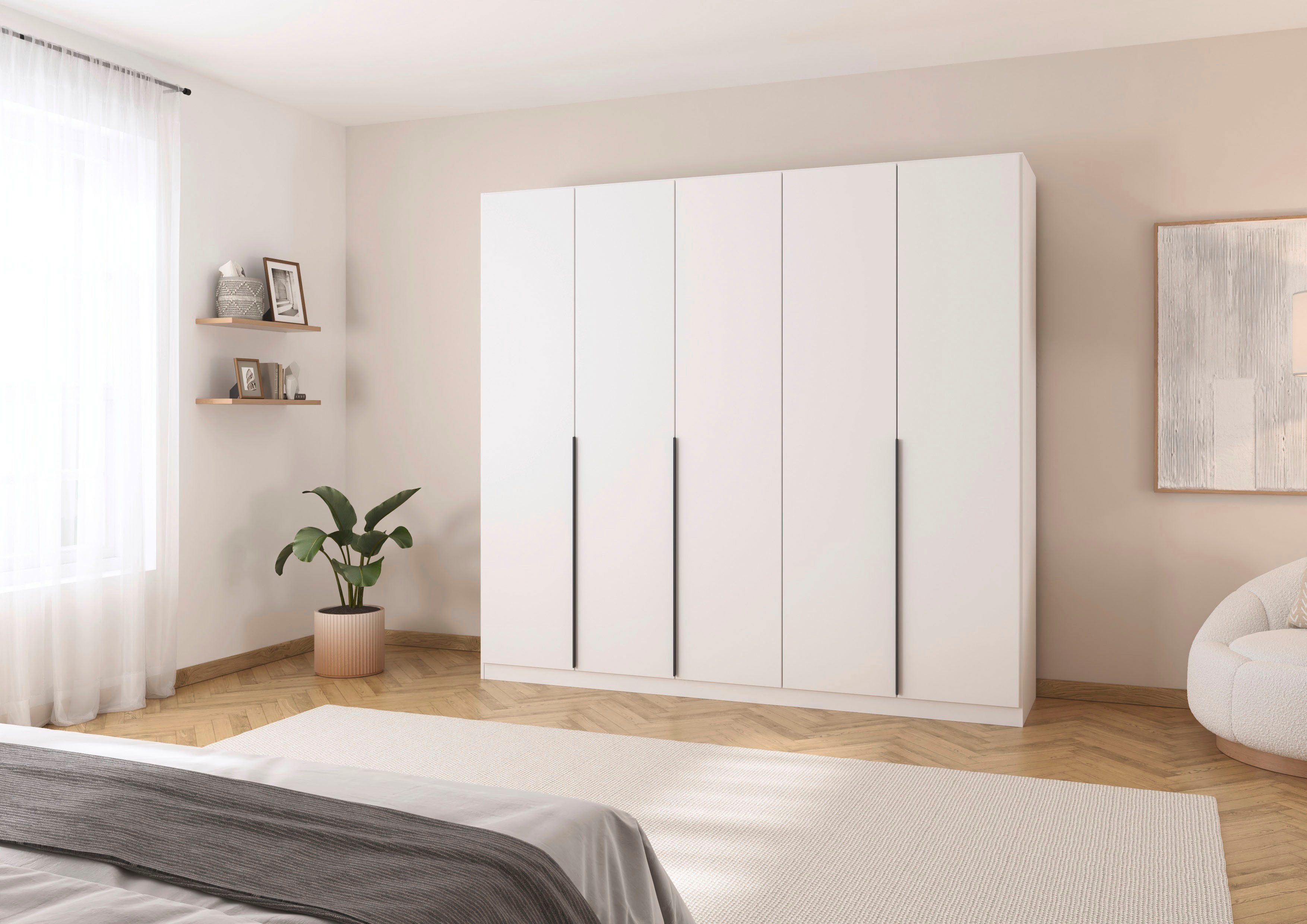 OTTO home Drehtürenschrank Kleiderschrank Schrank Garderobe AGORDO Schlafzimmer (in zwei Griff-Farben, Breiten 91-405 cm, Dekor- oder Hochglanzfront) durchdachte Innenausstattung, in 8 Breiten und 2 Höhen MADE IN GERMANY
