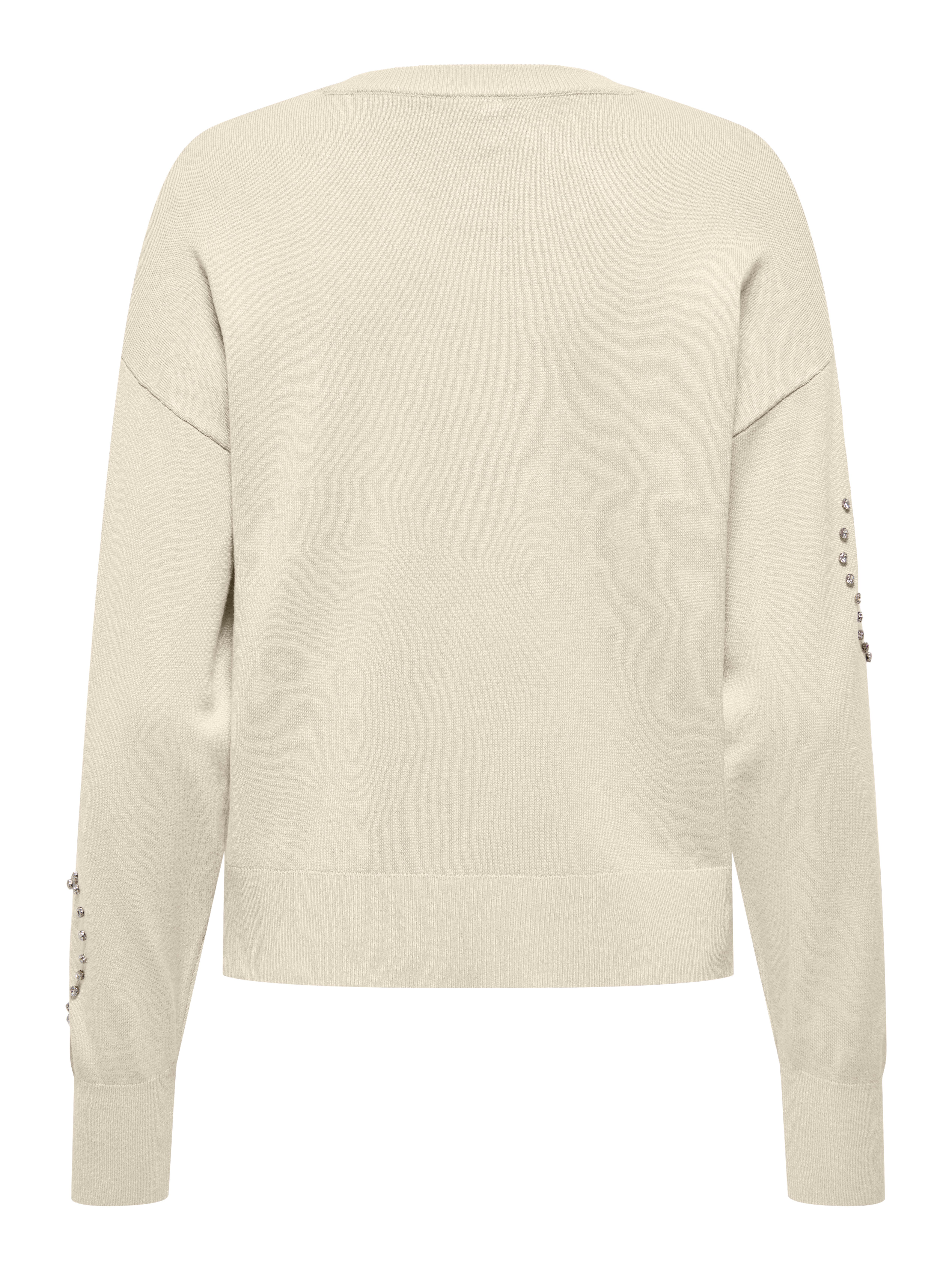 ONLY Rundhalspullover ONLBEE LS HEART BLING O-NECK CC KNT mit Glitzersteinen