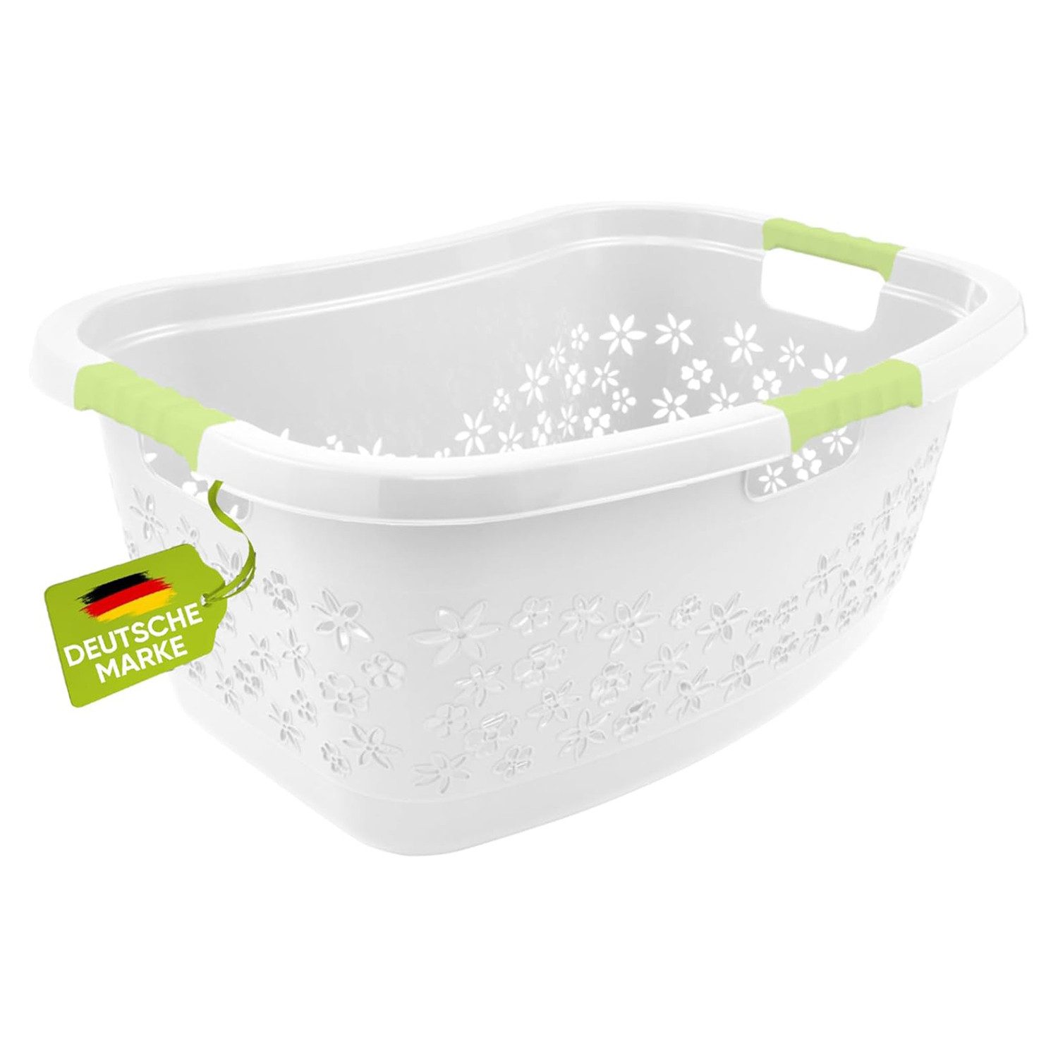 homesti Wäschekorb ergonomischer Wäschekorb weiß/grün 50 günstig online kaufen