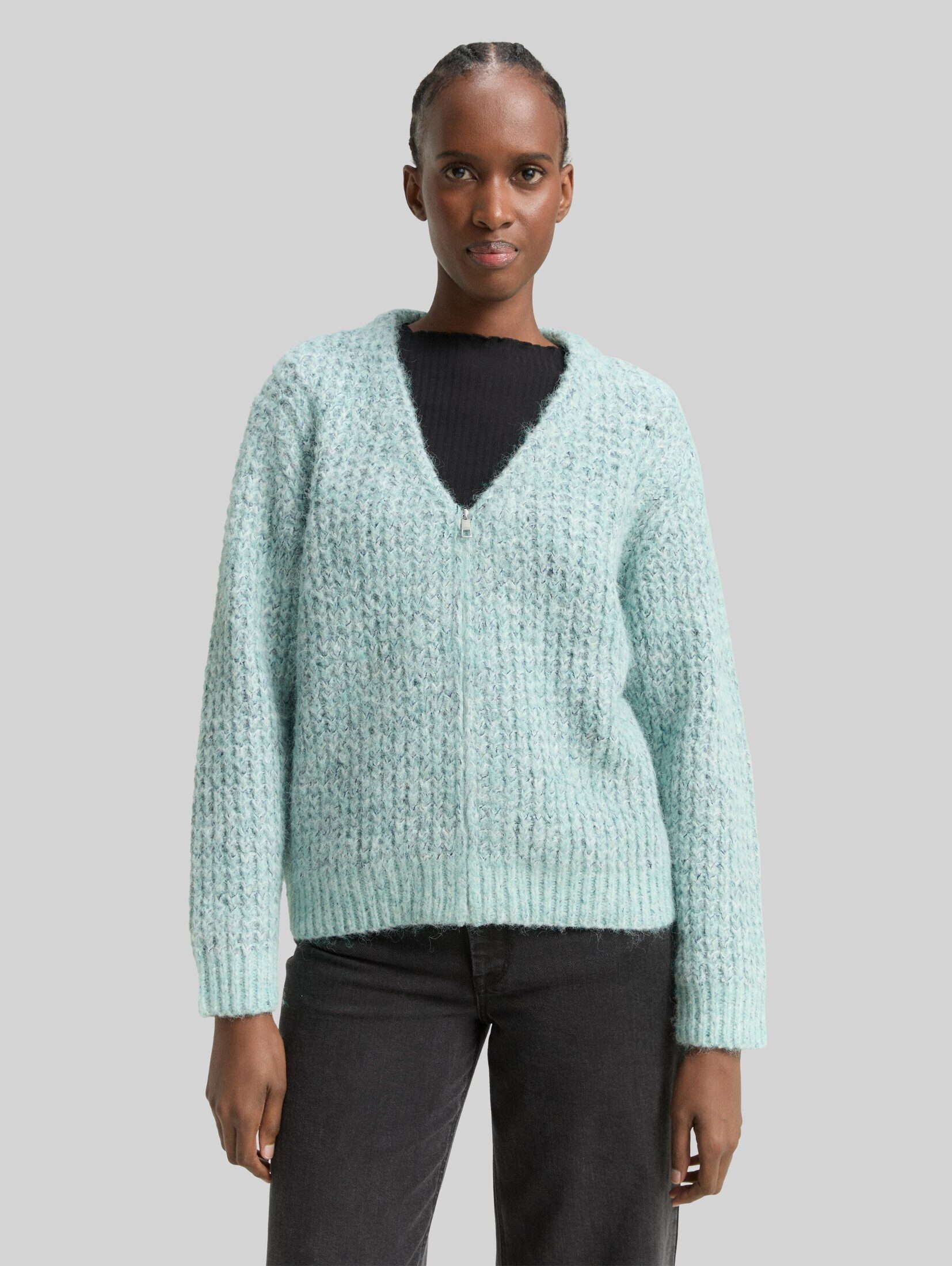 TOM TAILOR Denim Cardigan Pullover & Strickjacken Relaxed Fit Cardigan mit Wollanteil