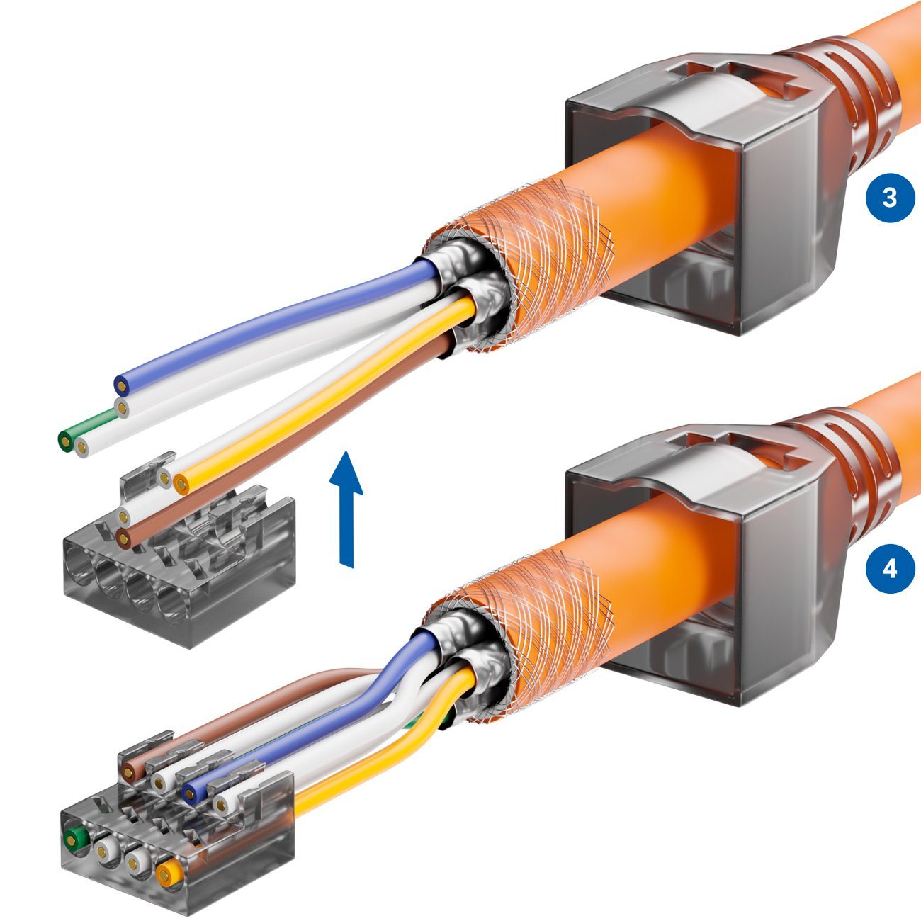 deleyCON deleyCON 4x CAT6a Werkzeugloser RJ45 Netzwerkstecker 10Gbit/s Stecker Netzwerk-Adapter – Bild 5 von 5