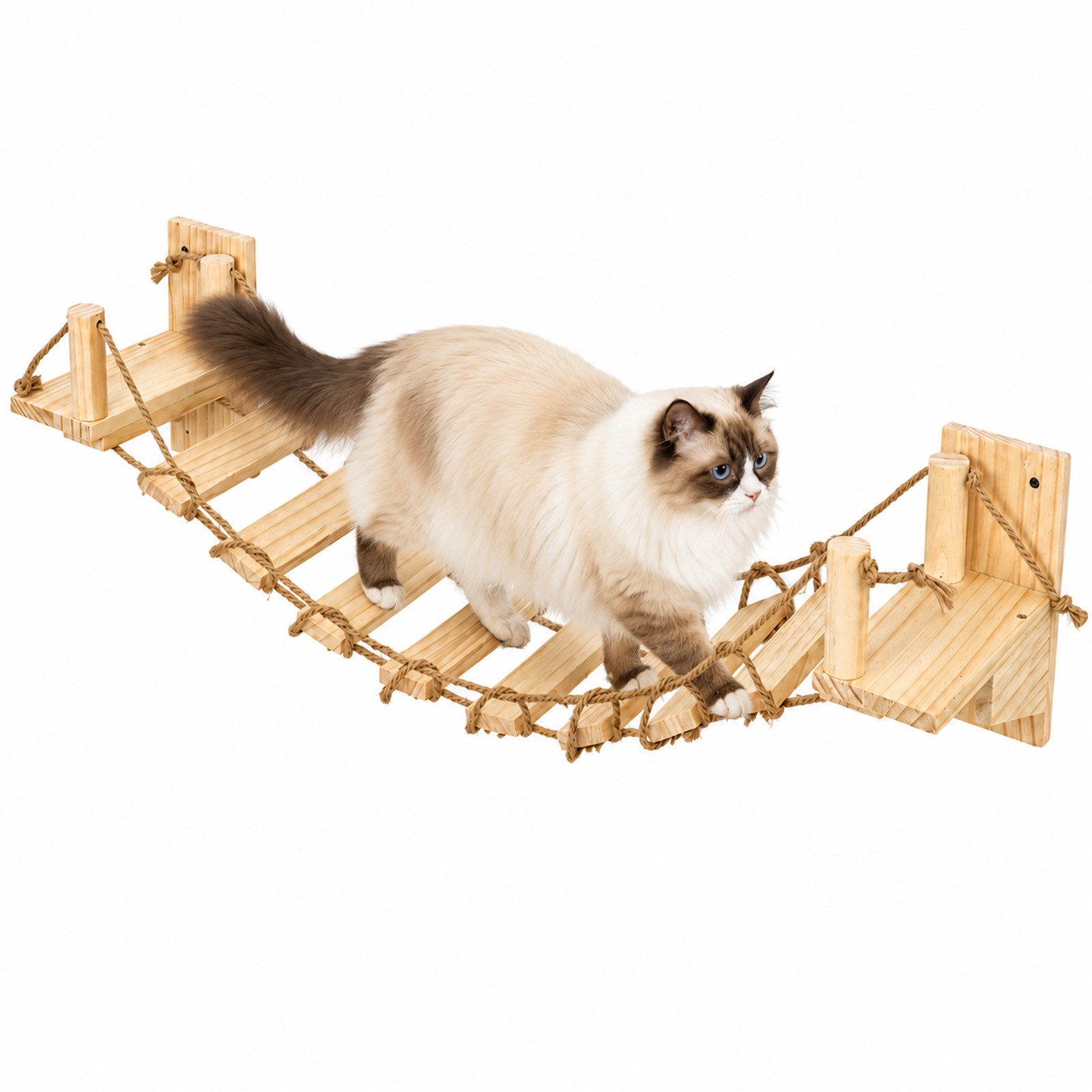 Youyijia Katzen-Kletterwand Katzenbrücke Wandmontage Holz, 112 cm Katzen Klettersteg