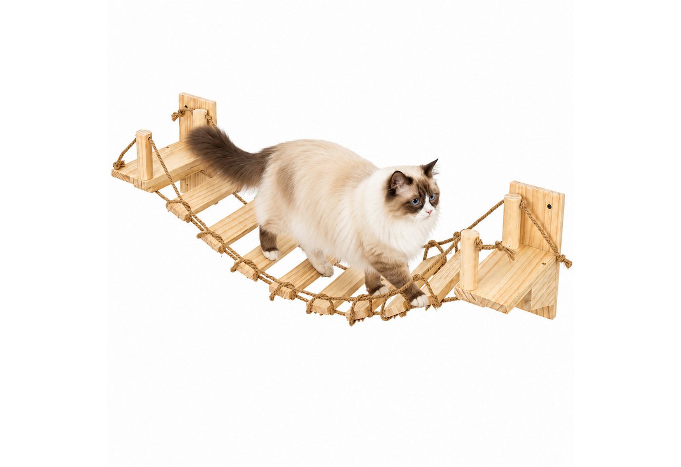 Youyijia Katzen-Kletterwand Katzenbrücke Wandmontage Holz, 112 cm Katzen Klettersteg