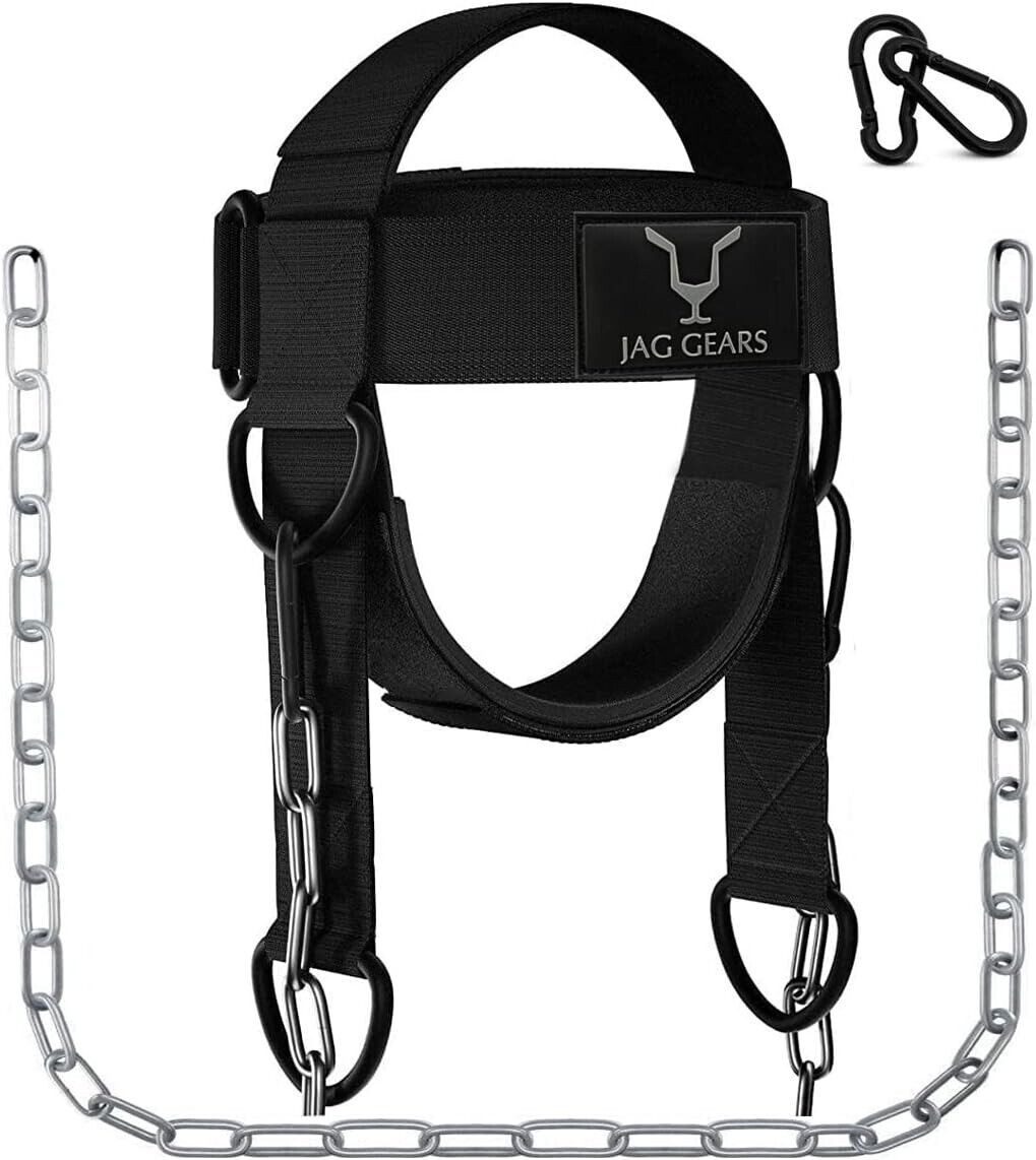 JAG GEARS Gewichtsmanschette Nackentrainer Nackentraining – 7 mm Neopren gepolstert, (Set, 1 x Nackentraining mit Kettensatz), Gewichtheben Powerlifting