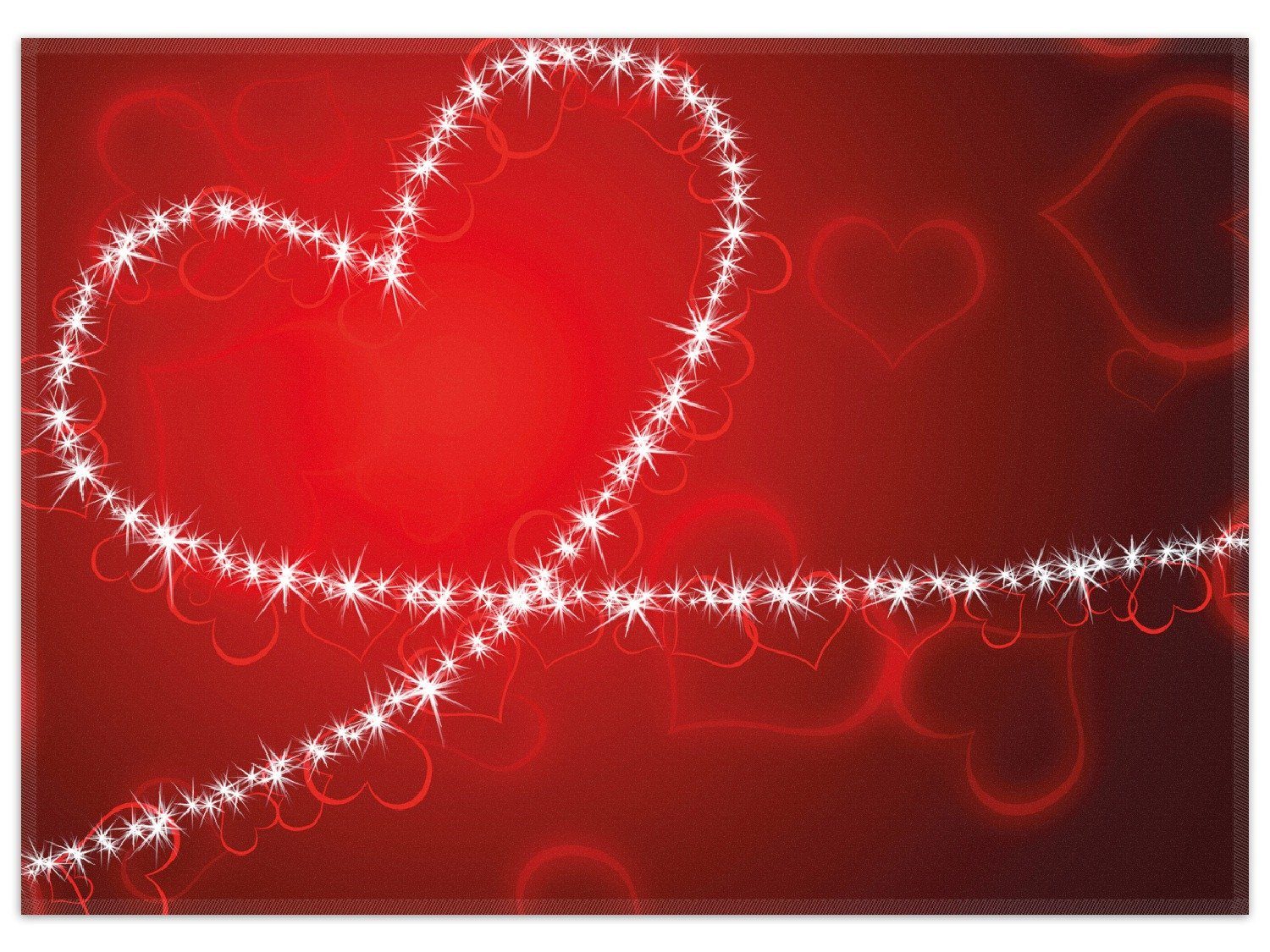 Wallario Teppich Leuchtendes Herz aus Sternen vor rotem Hintergrund, rechteckig, rutschfest