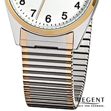 Regent Quarzuhr Regent Herren-Armbanduhr silber gold Analog, (Analoguhr), Herren Armbanduhr rund, mittel (ca. 33mm), Edelstahl, goldarmband