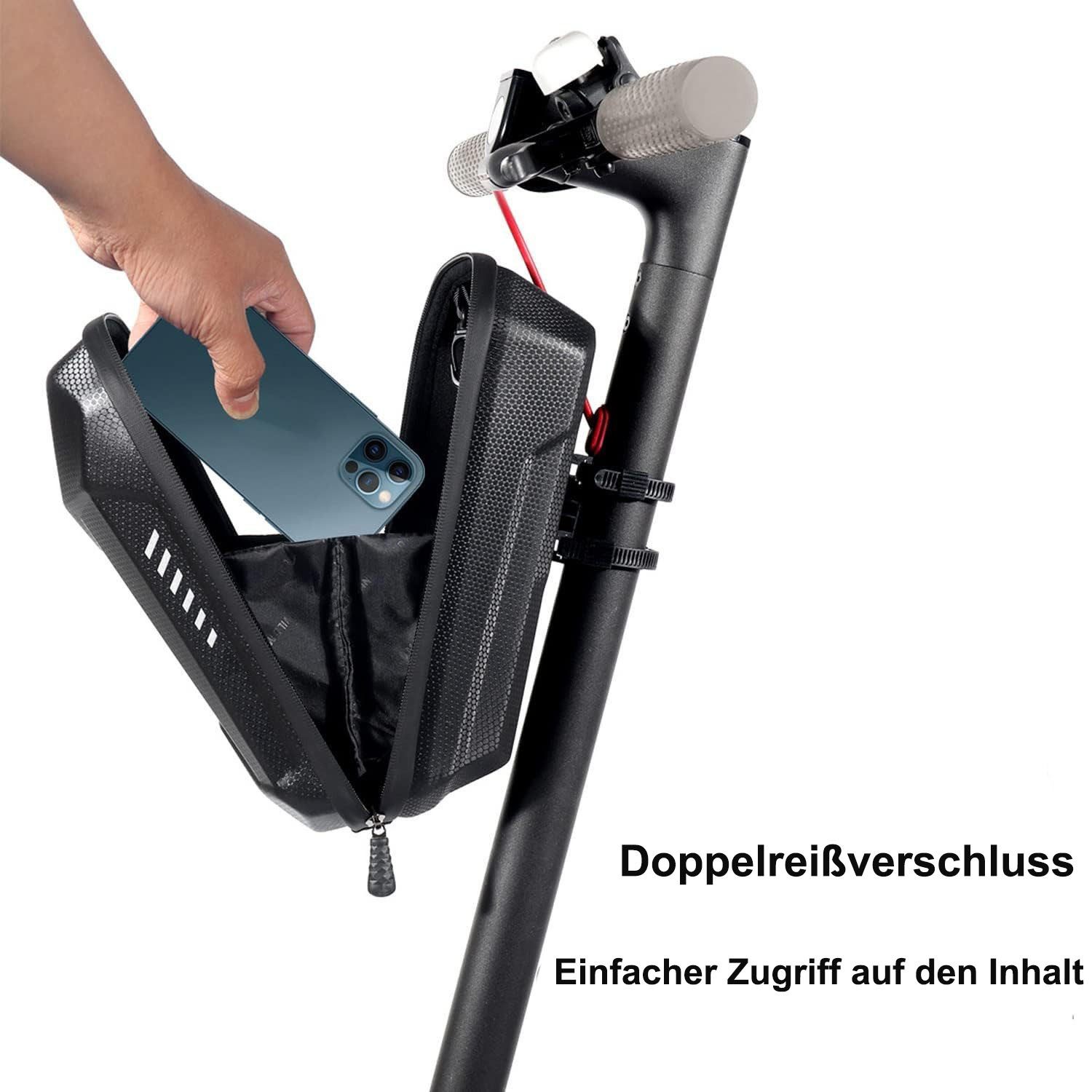 SURFOU Scootertasche für Roller, Rollertasche Front Tube Bag Groß Lenkertasche Wasserfest (E Scooter Tasche für Roller, Große Kapazität Roller Tasche, wasserdichte Front Tube Bag mit Eva Hard Sell, Lenkertasche Escooter, E Scooter Zubehör - Wasserdichte Tasche, verstellbarer gurte-geeignet für meisten Roller/elektronischen Falträder, Vordertasche für Elektroroller, 1-tlg., Hohe Kapazität, 2-Liter-Fassungsvermögen), Kompatibel mit xiaomi e scooter, Sedway Ninebot und mehreren Modellen