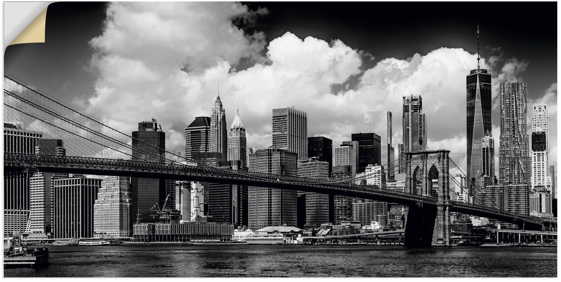 St), Artland Manhattan Wandbild oder York Leinwandbild, Skyline, Poster versch. New Bridge, Wandaufkleber als Brooklyn Alubild, Größen in (1