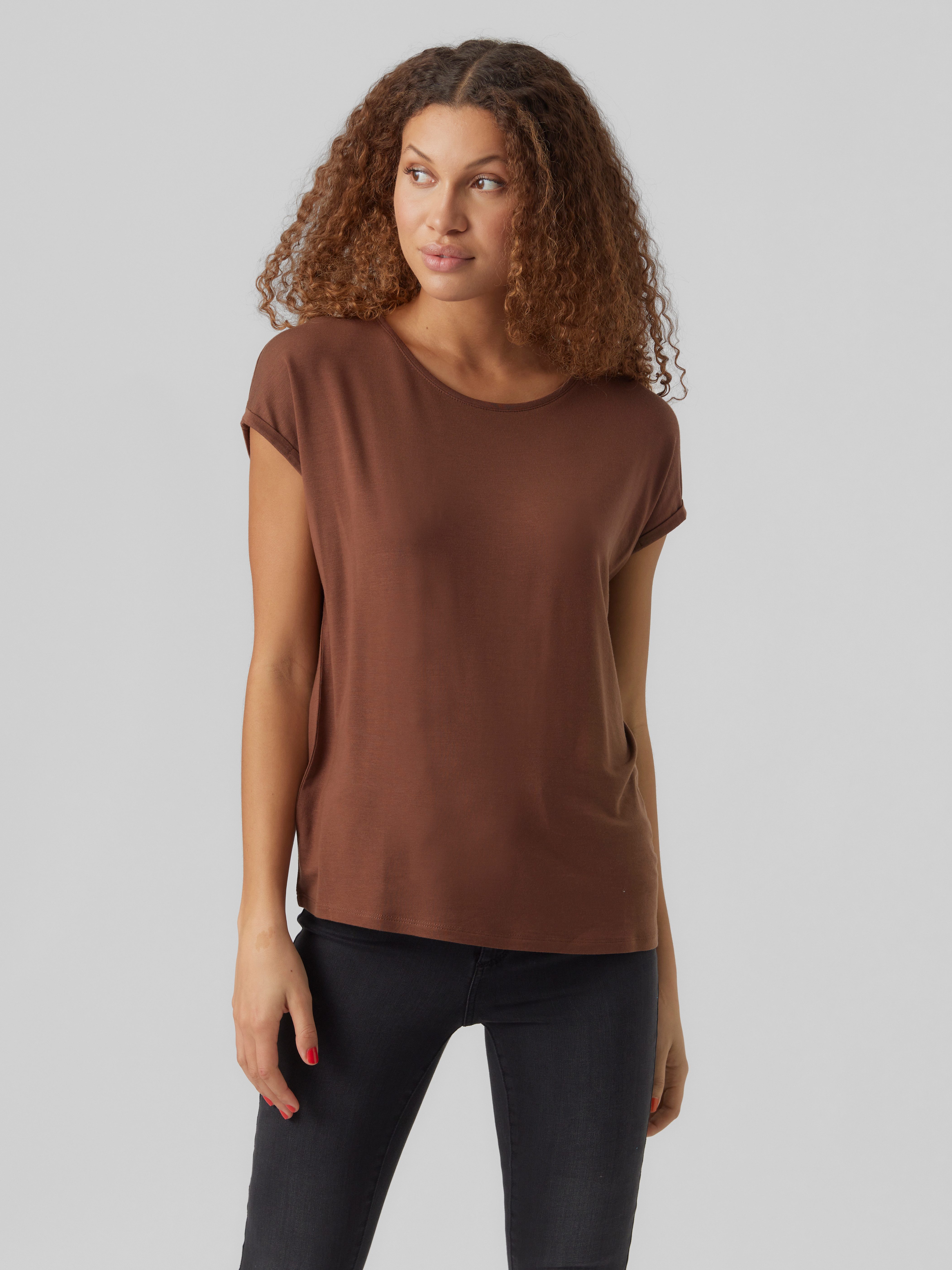 Vero Moda T-Shirt VMAVA PLAIN SS TOP JRS NOOS Materialmix, regular fit