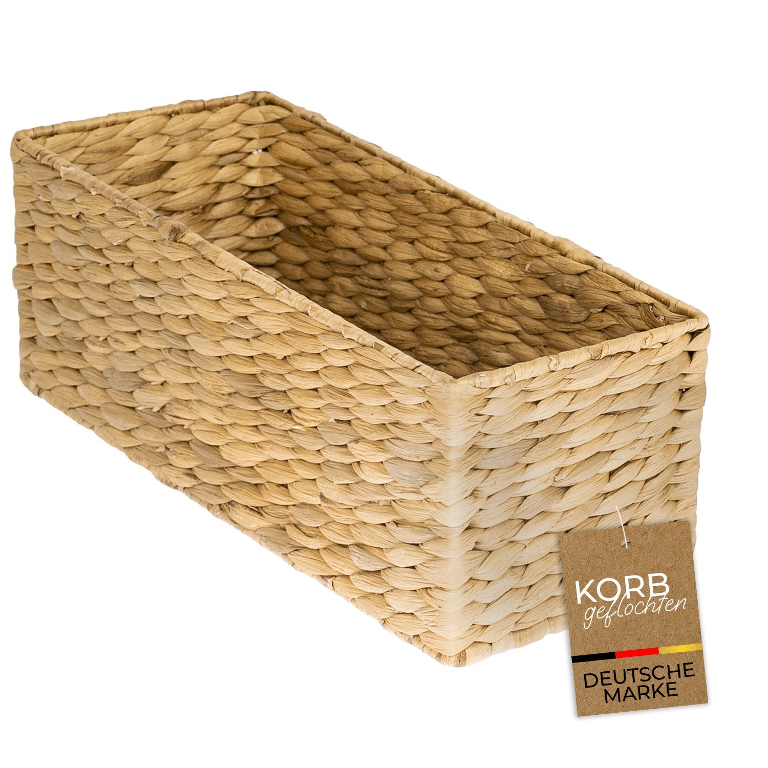 HMF Aufbewahrungskorb Aufbewahrungskorb passend für KALLAX halbes Fach, Korb geflochten aus, Wasserhyazinthe für Badezimmer, Küche und Wohnbereich 38 x 15 x 14 cm