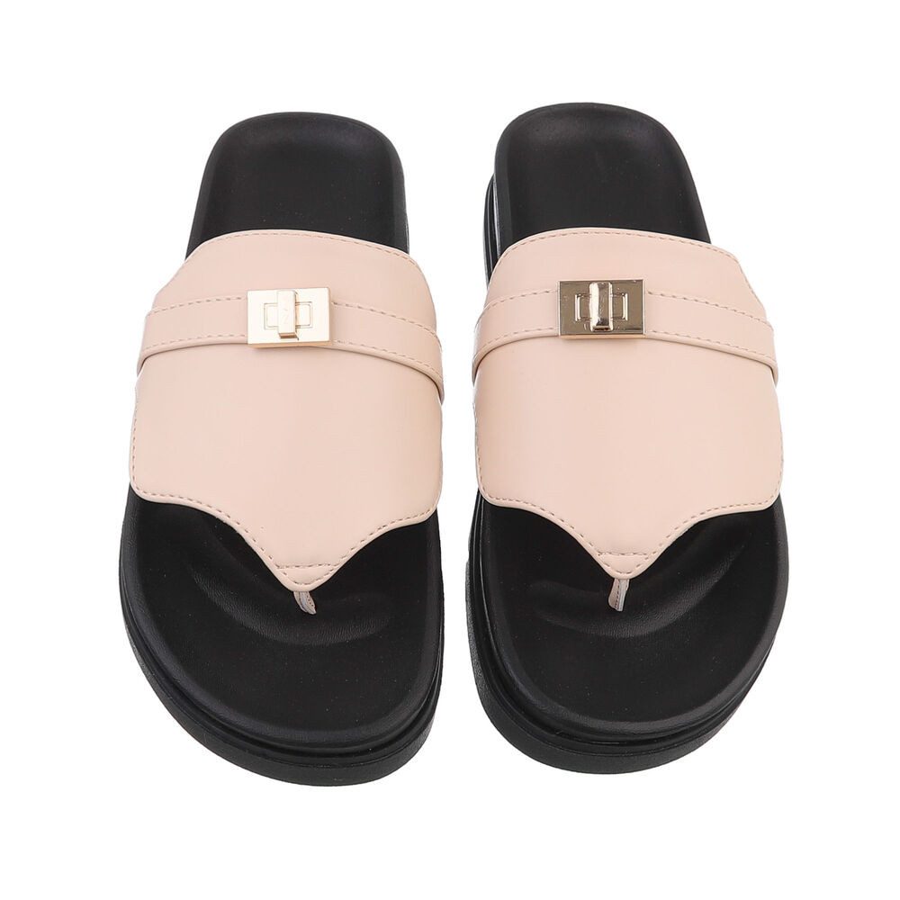 Ital-Design Damen Zehentrenner Freizeit Zehentrenner (86706395) Flach Zehentrenner in Beige