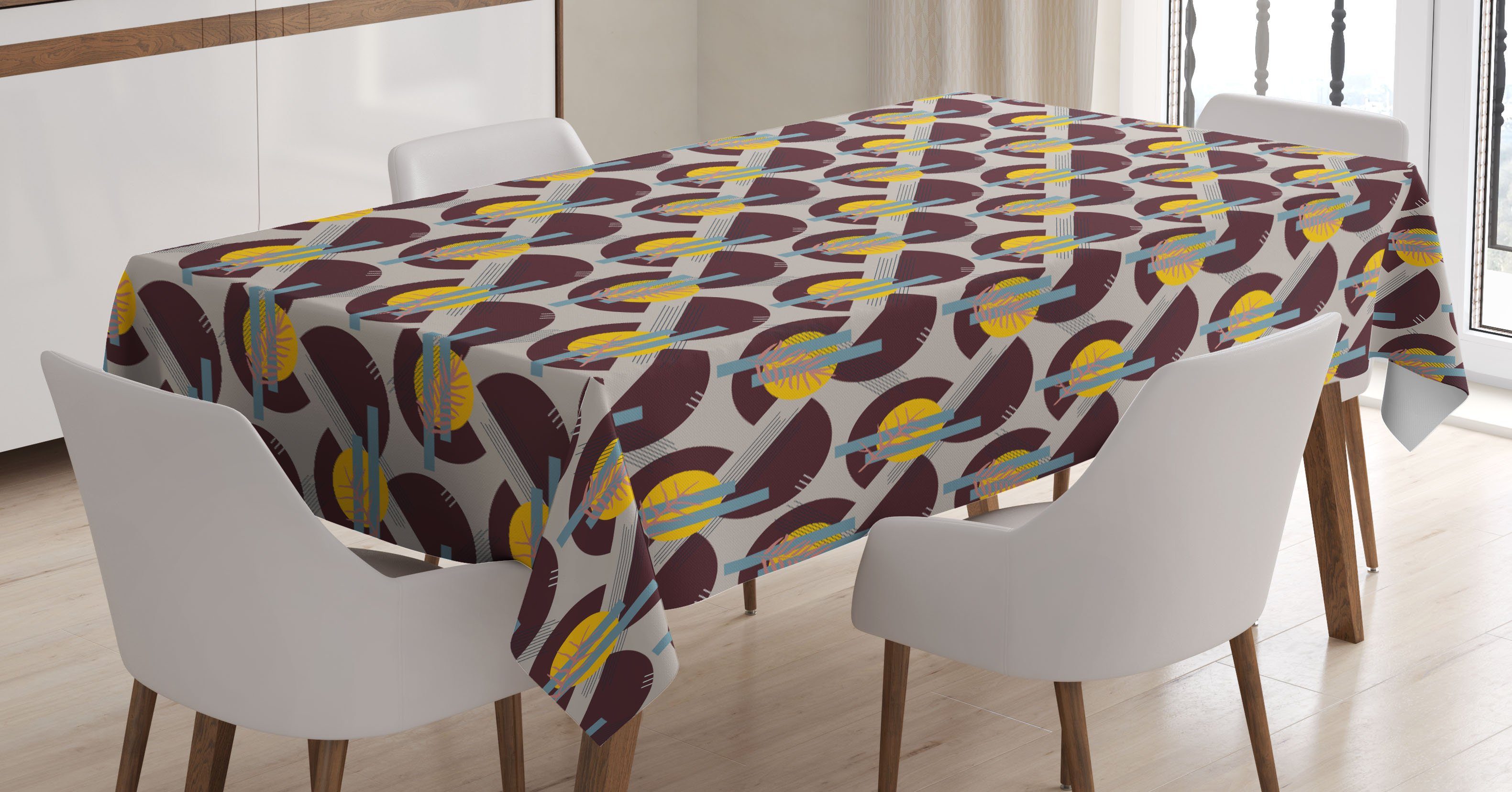 Geometrische Tischdecke geeignet Bereich 80er-Jahre-Bunte Für Retro Außen Farben, Waschbar Abakuhaus Formen Farbfest den Klare