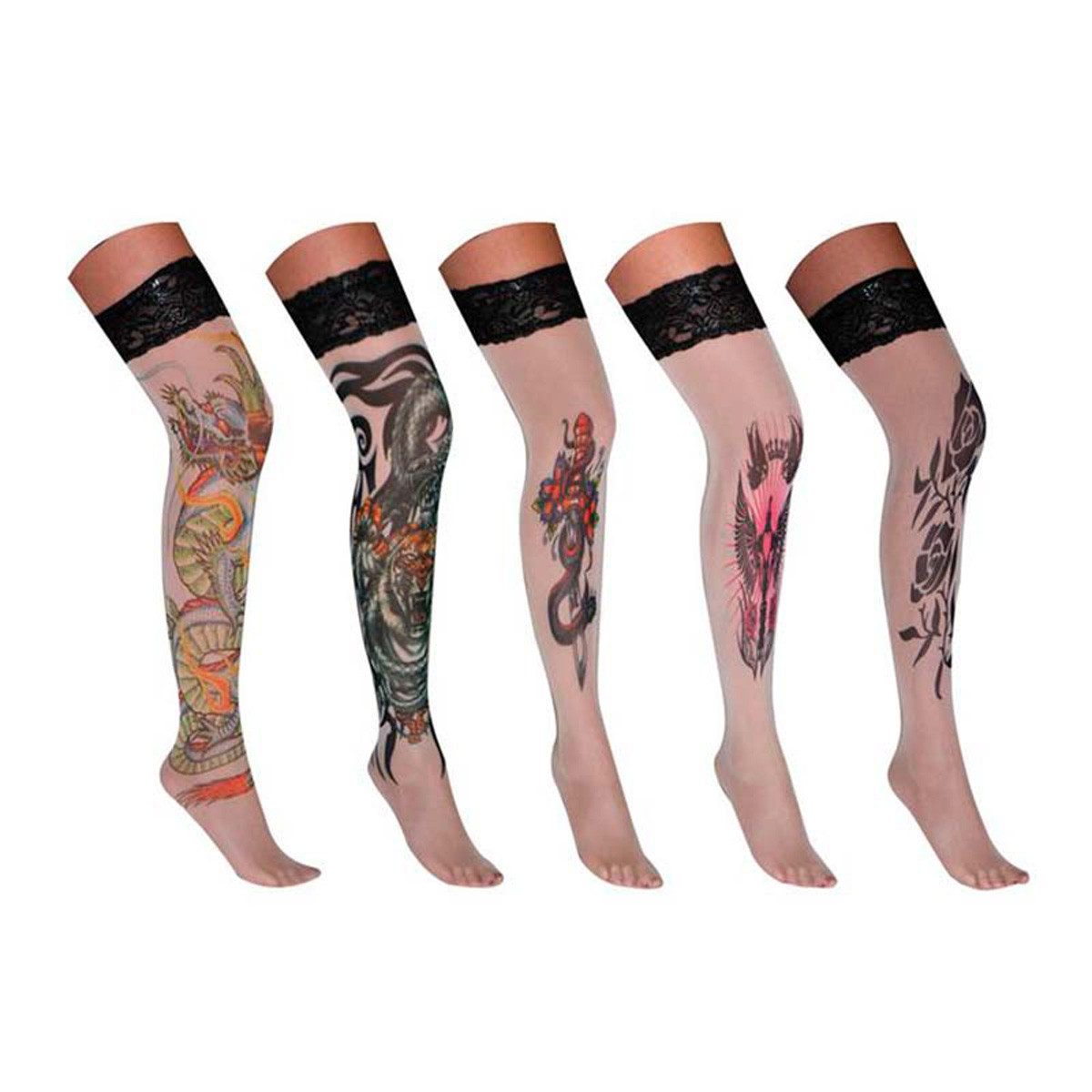 Funny Fashion Kostüm Strumpfhose mit Tattoo 5 verschiedene Motive