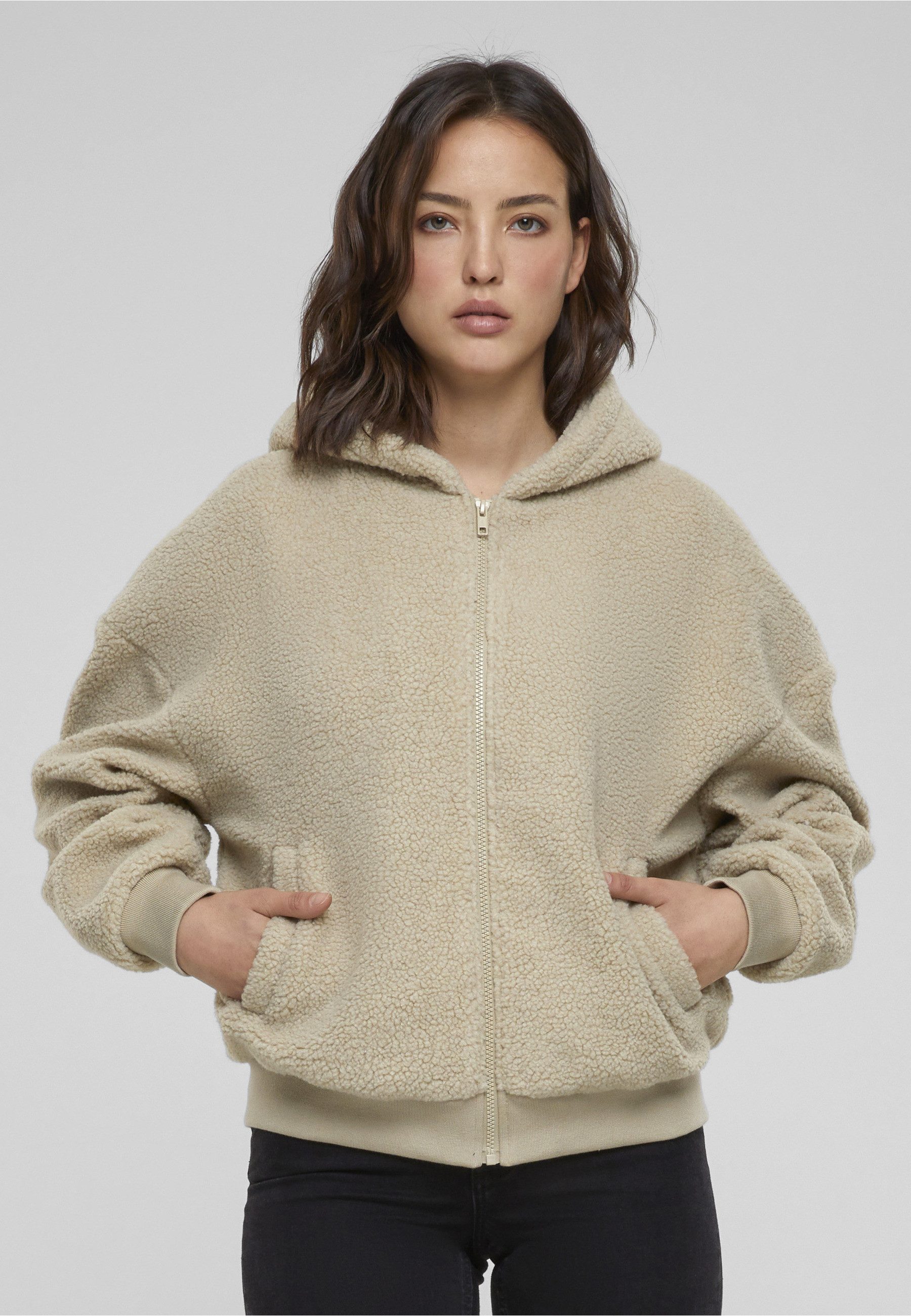 URBAN CLASSICS Sweatjacke Urban Classics Damen Ladies Oversized Sherpa Zip Hoody