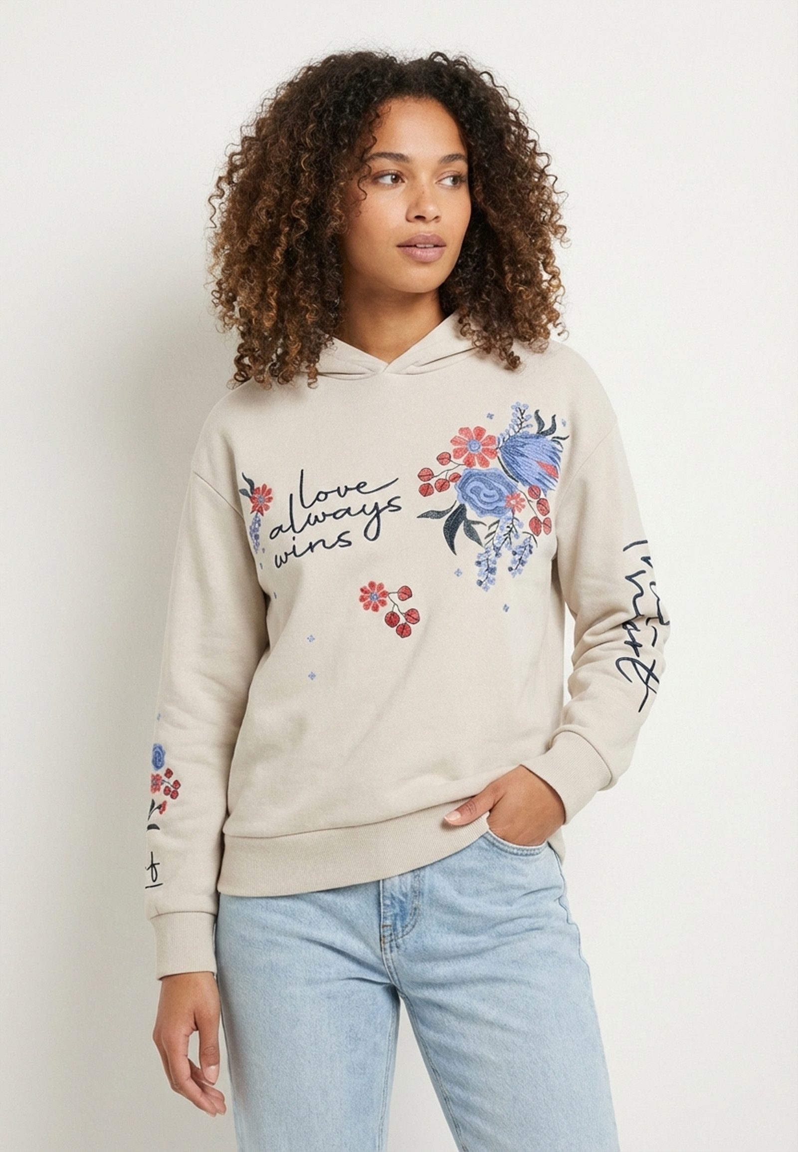 Eight2Nine Hoodie Florale Stickerei mit motivierenden Botschaften (1-tlg) D günstig online kaufen