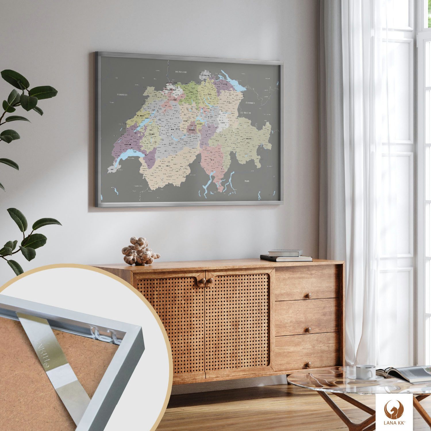 LANA KK Poster Schweizkarte, deutsche Beschriftung