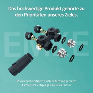 EMKE Heizkörperthermostat EMKE Anschlussarmatur Ventil mit Thermostat für Heizkörper, Hahnblock Heizungszubehör Eck- und Durchgangsform φ16xG1/2