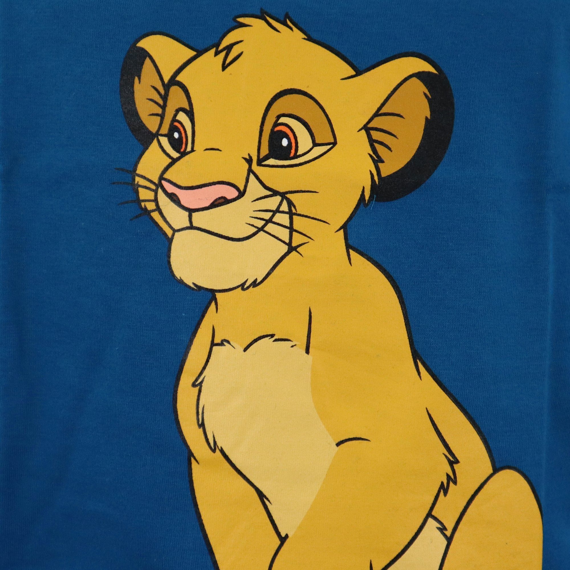 Baumwolle King 100% Print-Shirt The T-Shirt König Kinder Disney Simba Löwen 128, kurzarm 98 Lion Disney Blau Gr. bis