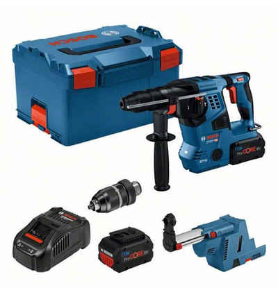 Bosch Professional Akku-Bohrhammer mit SDS plus GBH 18V-28 CF, Zubehör, 2 x Akku, Schnellladegerät, L-BOXX + Einlage, Staubabsaugung