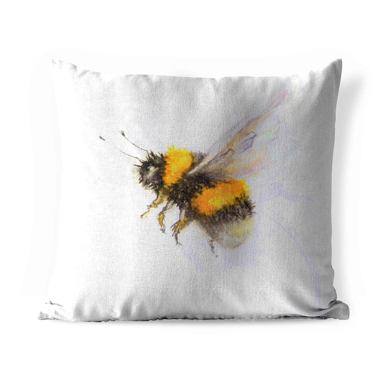 MuchoWow Dekokissen Illustration einer Biene auf weißem Hintergrund, Kissenbezüge, Kissenhülle, Dekokissen, Dekokissenbezug, Outdoor