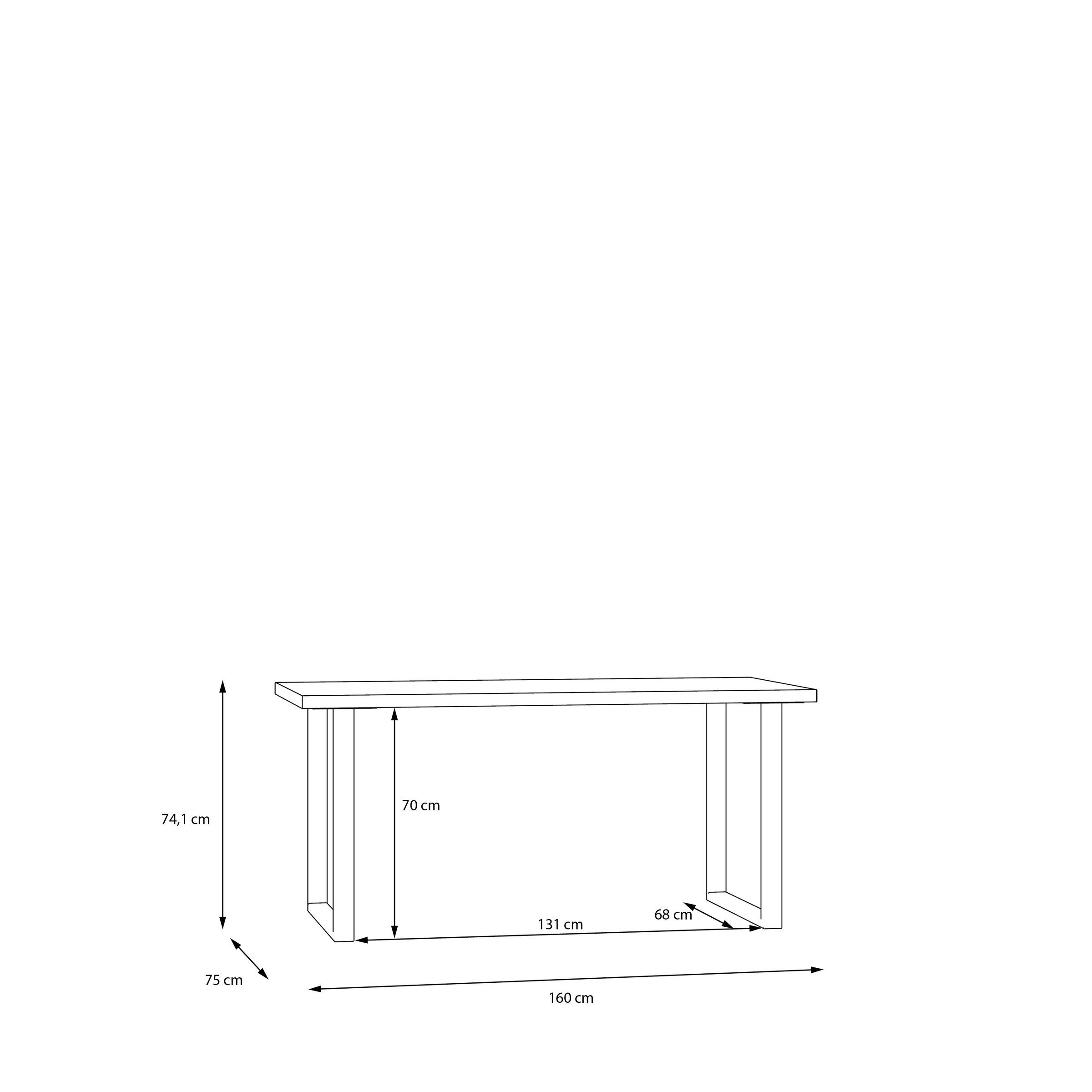 Valley Schreibtisch 160x74,1x75 Ice in cm), freiraum Flagstaff (BxHxT: Eiche