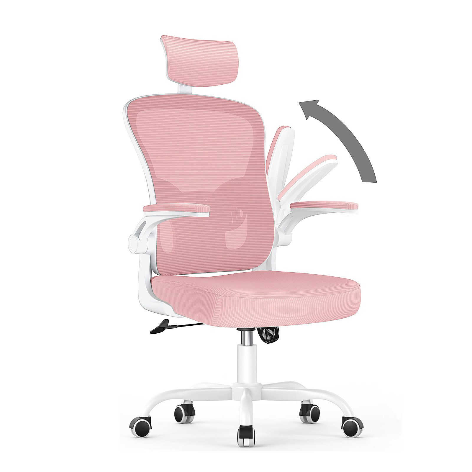 ZAISZE Bürostuhl Ergonomischer Bürostuhl mit Netzbezug und klappbaren Armlehnen (Spar-Set), Einstellbarer für maximale Bewegungsfreiheit