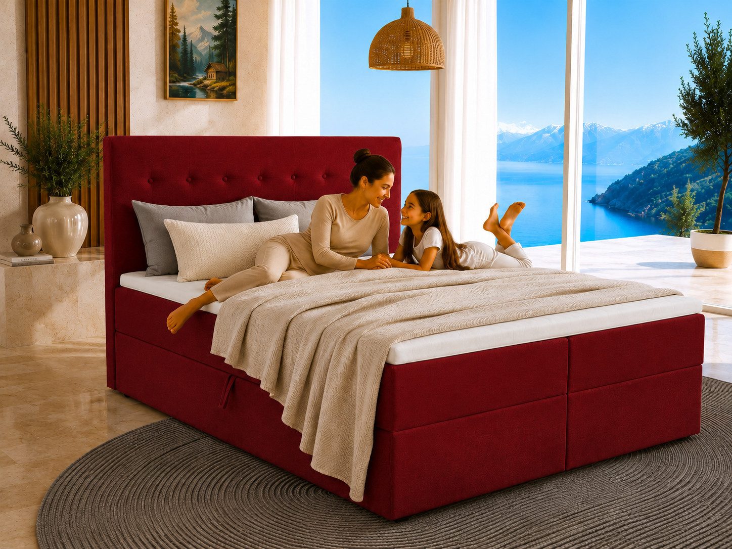 Best for Home Boxspringbett Polsterbett mit 7-Zonen-Taschenfederkernmatratze und Schubladen (Komplettset (Boxspringbett inkl. 2 Matratzen, Topper & Stauraum-Schubladen), 6-St., 140x200 160x200 180x200 200x200 cm)