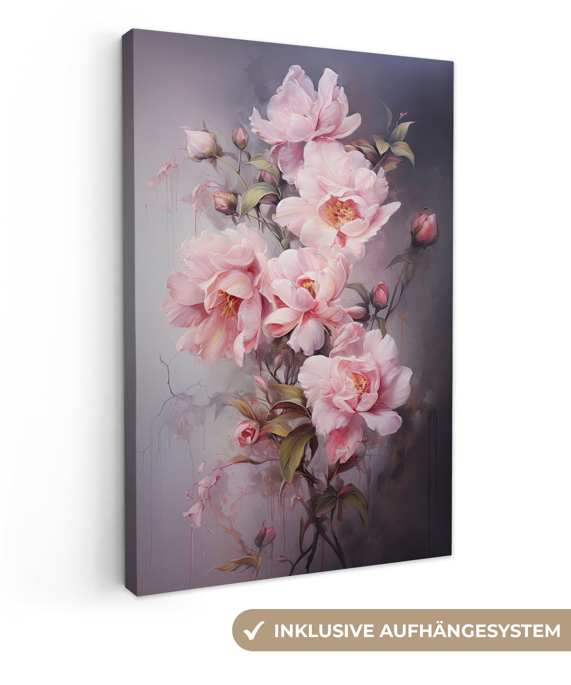 OneMillionCanvasses® Leinwandbild Rosen - Blumen - Rosa - Kunst - Aquarell, günstig online kaufen