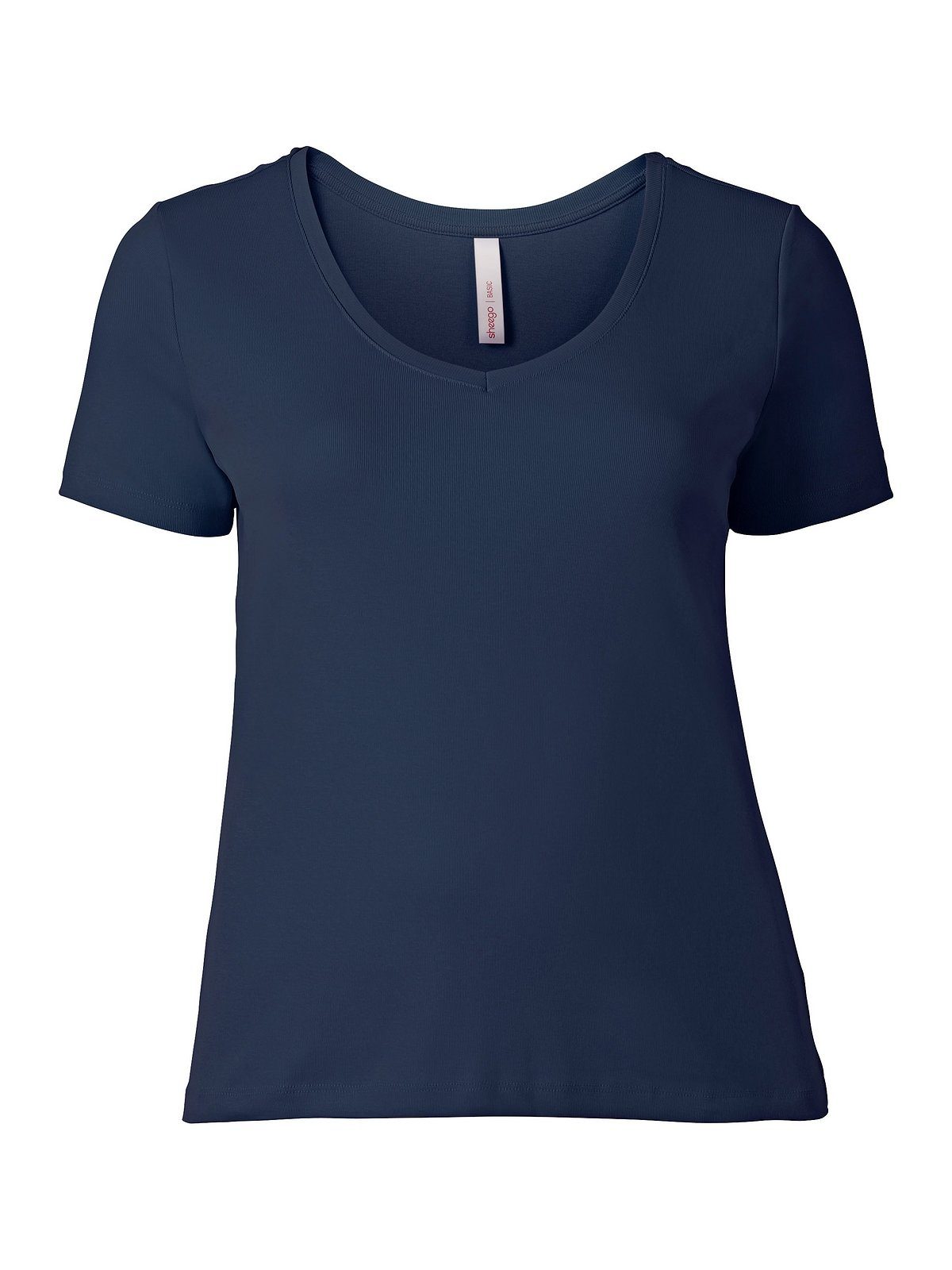 Sheego T-Shirt Große Größen aus Qualität fein gerippter marine