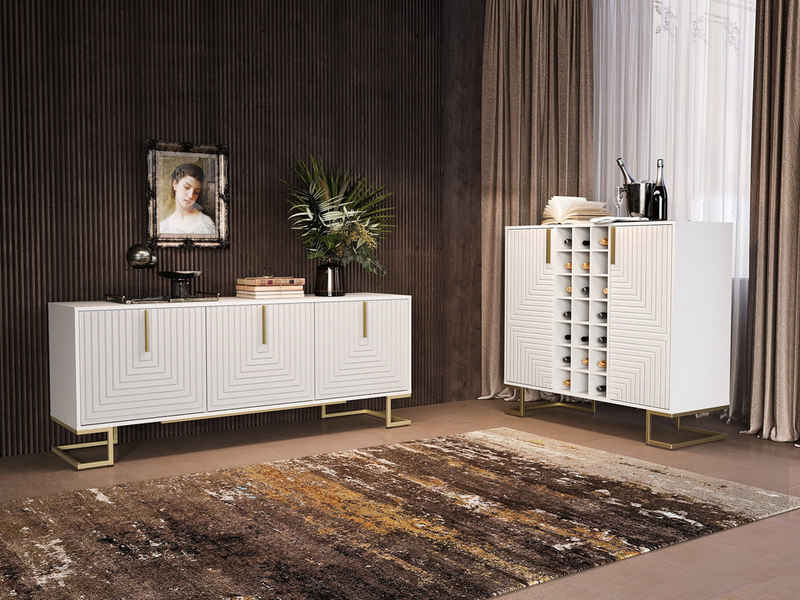 Swema Wohnzimmer-Set SWEMA Wohnwand MONTE-PRADO (2-tlg. mit Weinschrank), (Set, Sideboard und Highboard)